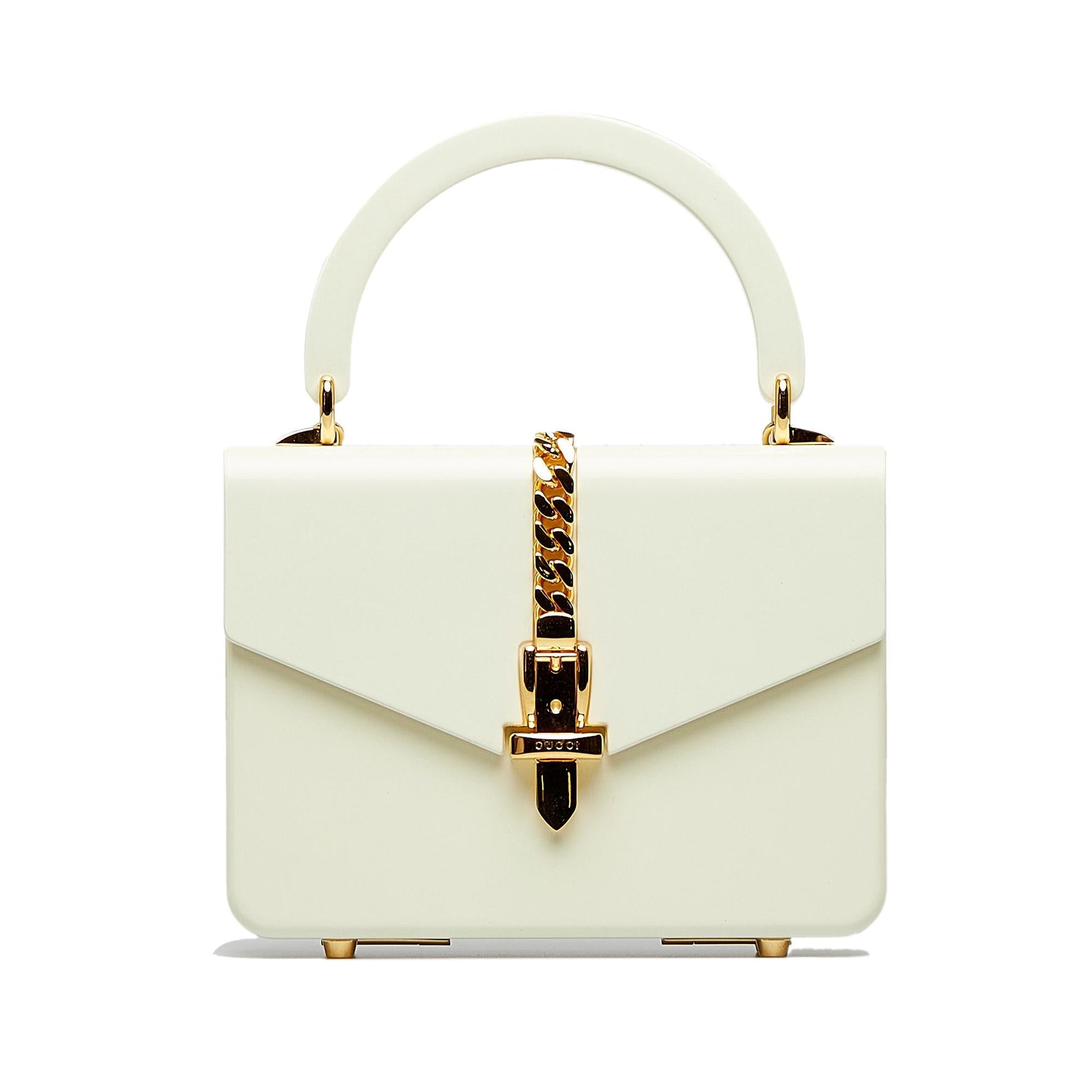 Gucci Plexiglass Sylvie SHG-cluuS3 White Mini Satchel Bag