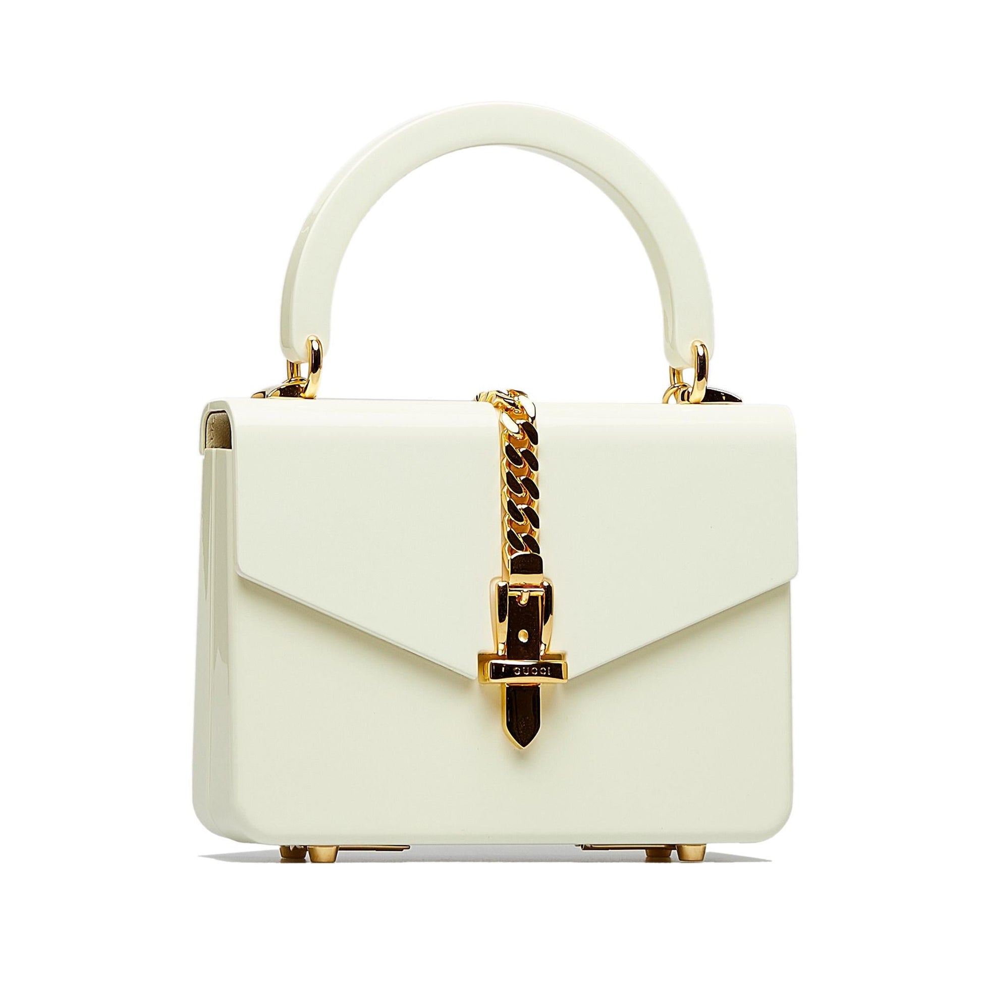 Gucci Plexiglass Sylvie SHG-cluuS3 White Mini Satchel Bag