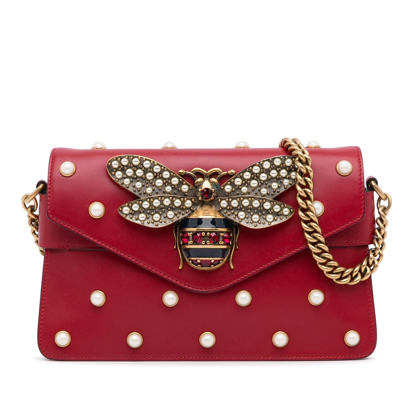 Gucci Queen Margaret Broadway SHG-3ul90T Leather Calf Red Mini Satchel Bag