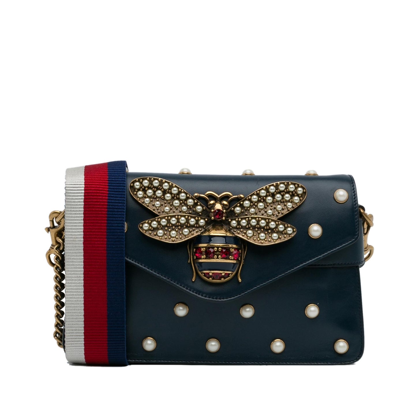 Gucci Queen Margaret Broadway SHG-XxMDq6 Leather Calf Blue Mini Satchel Bag