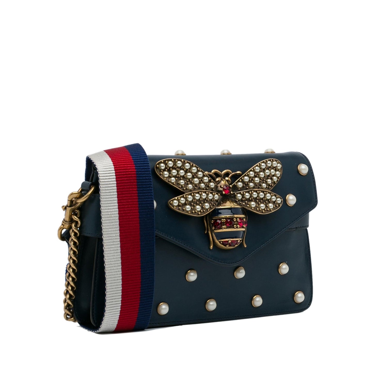 Gucci Queen Margaret Broadway SHG-XxMDq6 Leather Calf Blue Mini Satchel Bag
