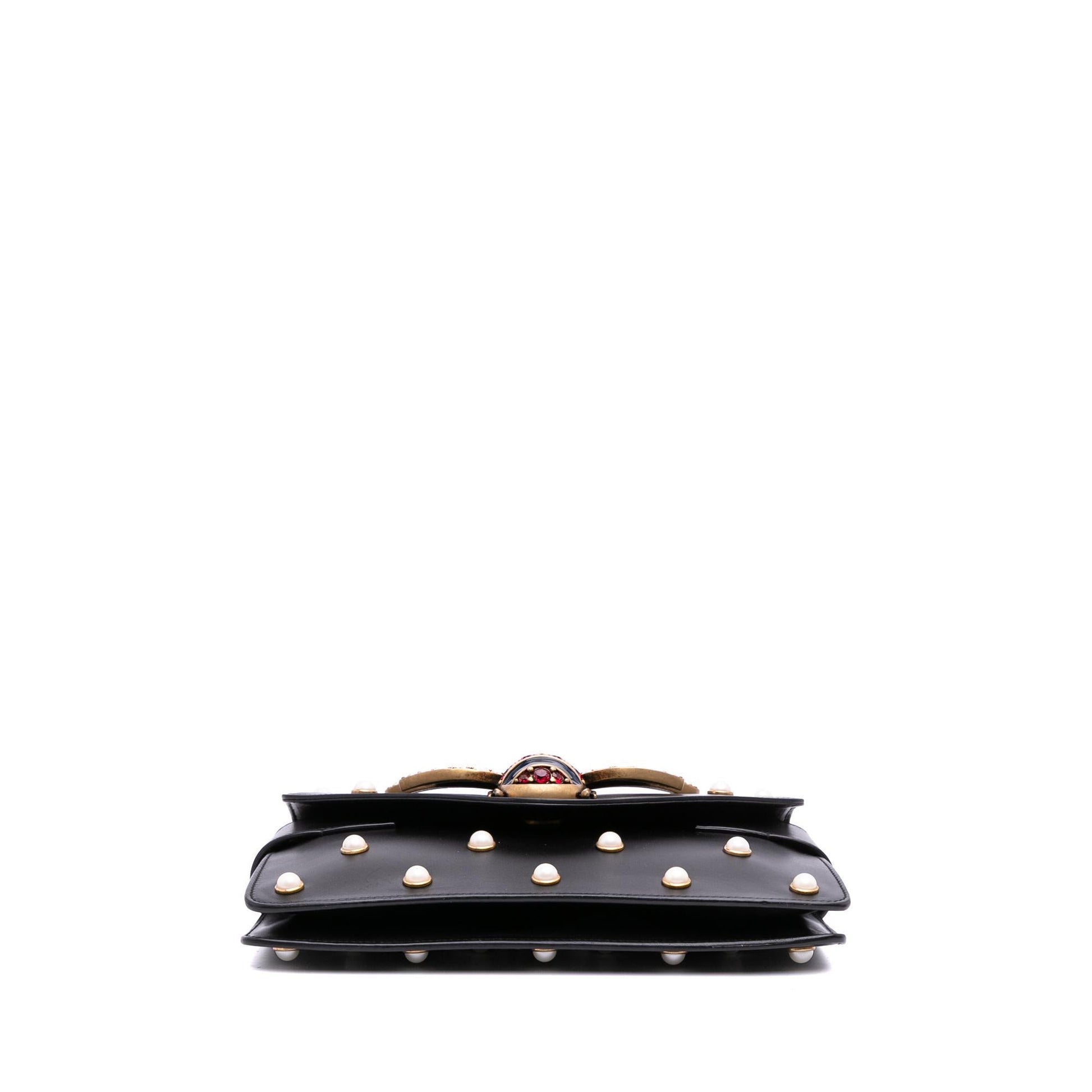 Gucci Queen Margaret Broadway Leather Calf Black Mini Satchel Bag