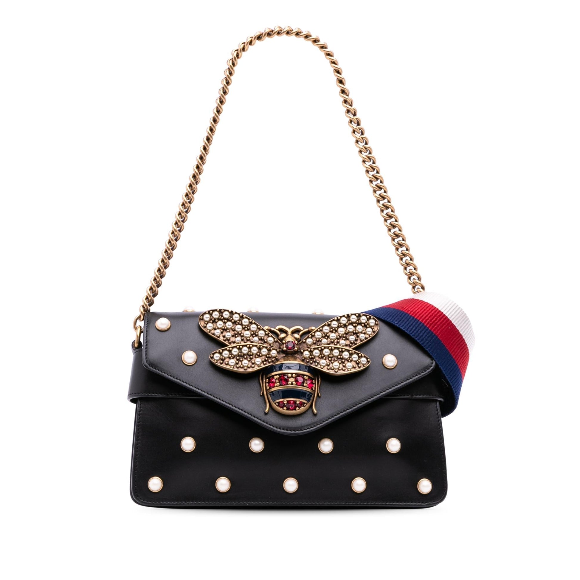 Gucci Queen Margaret Broadway Leather Calf Black Mini Satchel Bag