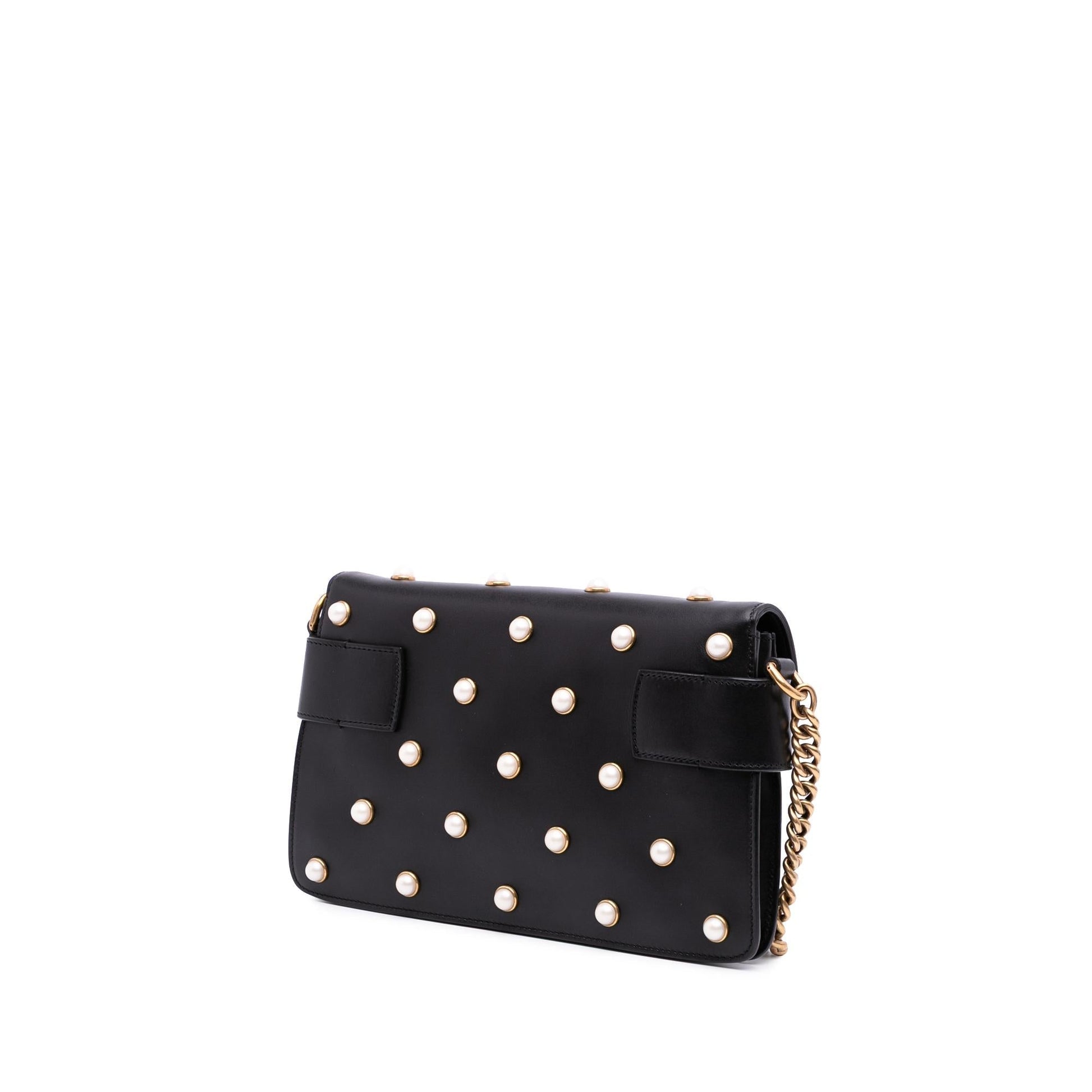 Gucci Queen Margaret Broadway Leather Calf Black Mini Satchel Bag