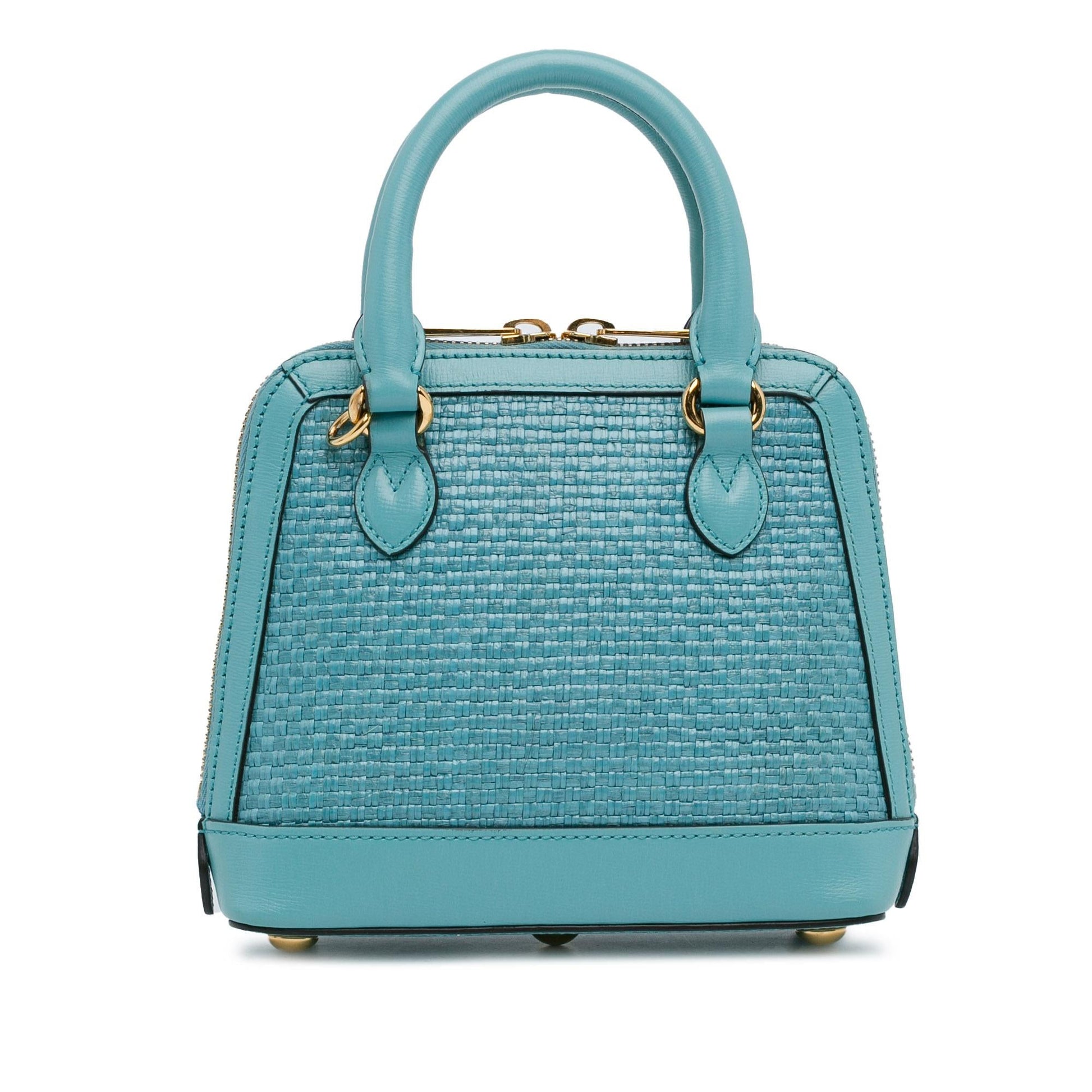 Gucci Horsebit Top Handle SHG-TqNTHU Raffia Calf Blue Mini Satchel Bag