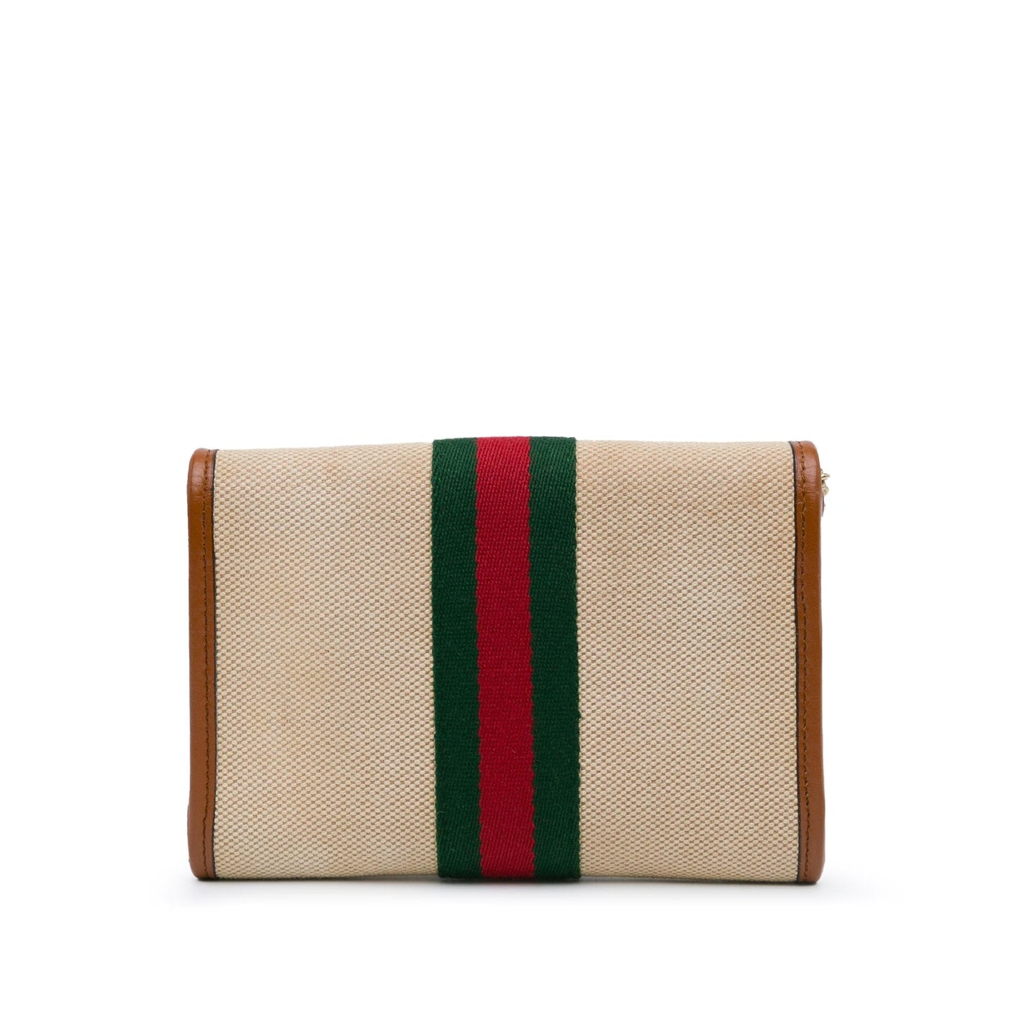 Gucci Rajah Web Chain Canvas Calf Brown Mini Crossbody Bag