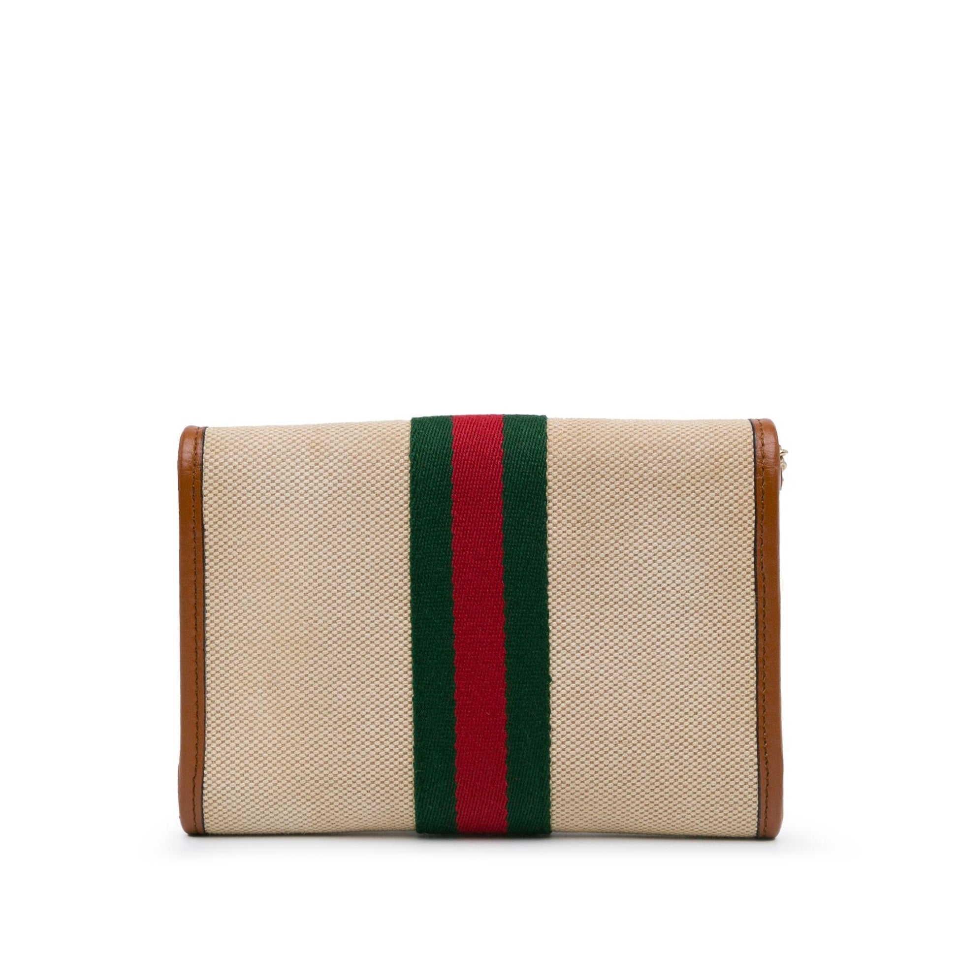 Gucci Rajah Web Chain Canvas Calf Brown Mini Crossbody Bag