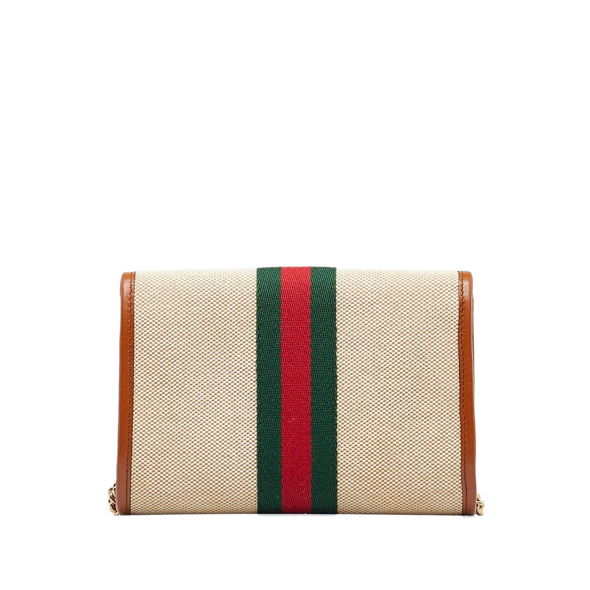 Gucci Rajah Web SHG-01btm5 Canvas Brown Mini Chain Crossbody Bag