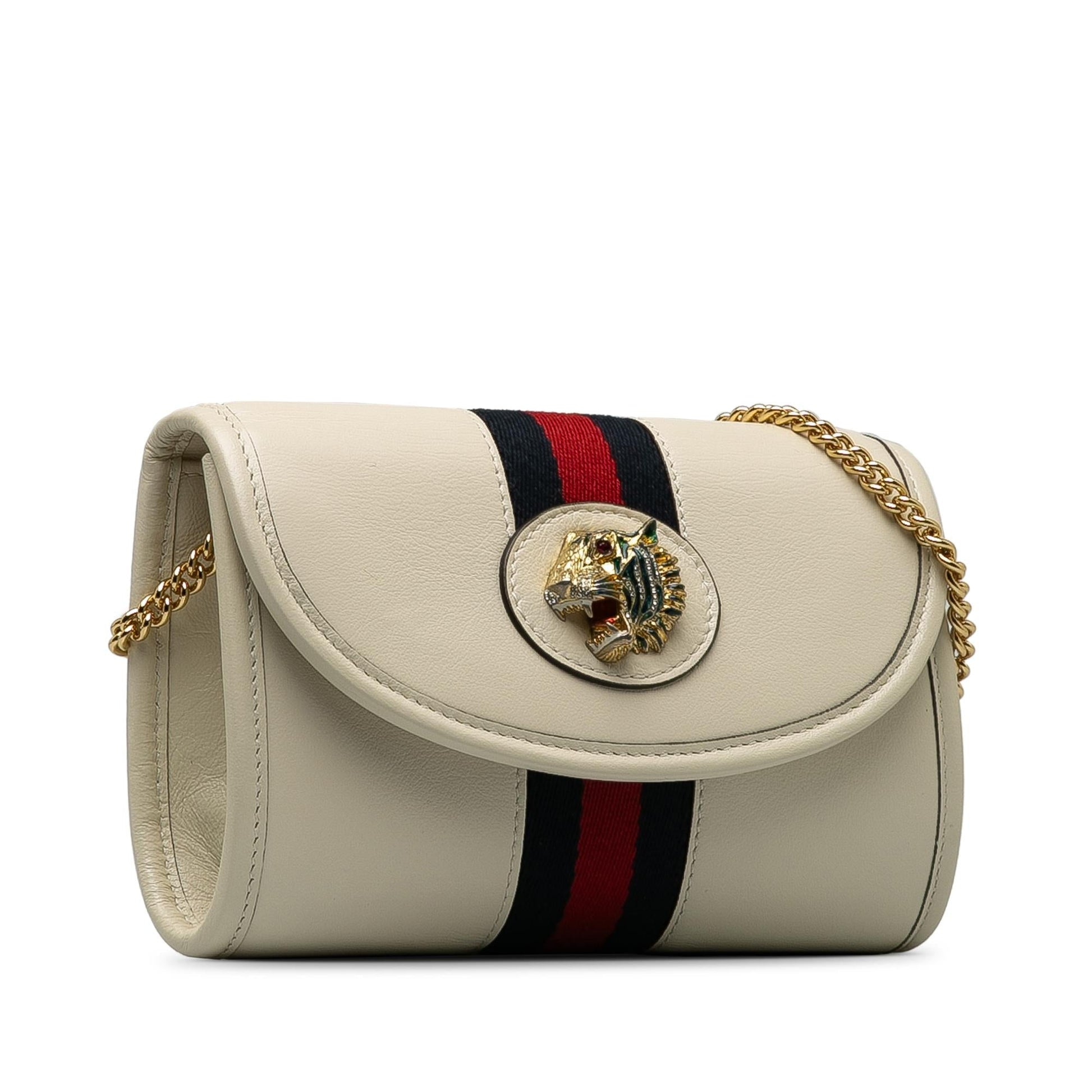 Gucci Rajah Web SHG-qSdeie Calf White Mini Chain Crossbody Bag