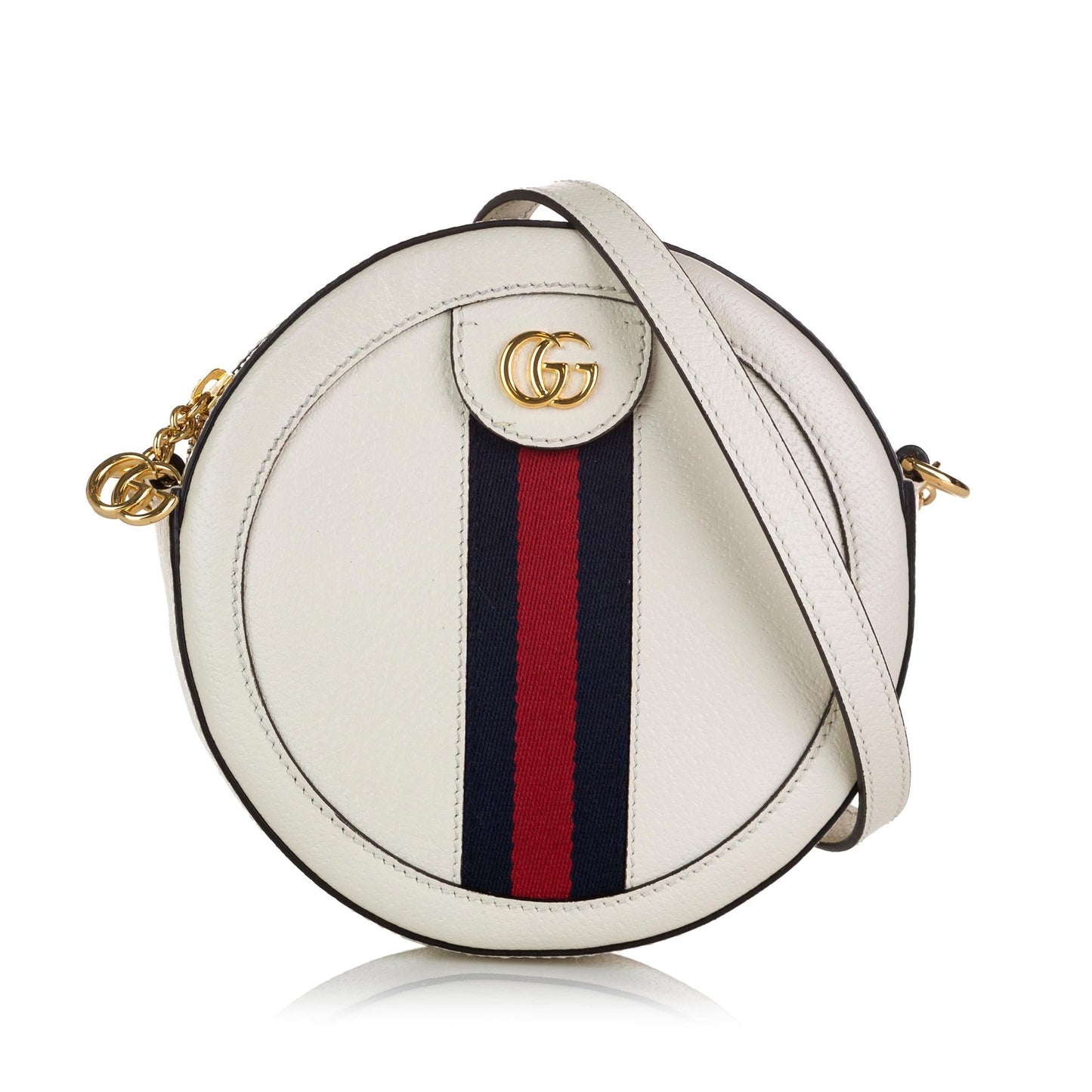 Gucci Round Ophidia SHG Leather Calf White Mini Crossbody Bag