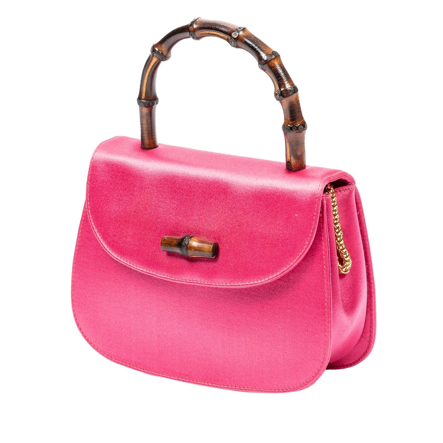 Gucci Bamboo Night SHG-gJ0Jsi Satin Pink Mini Satchel Bag