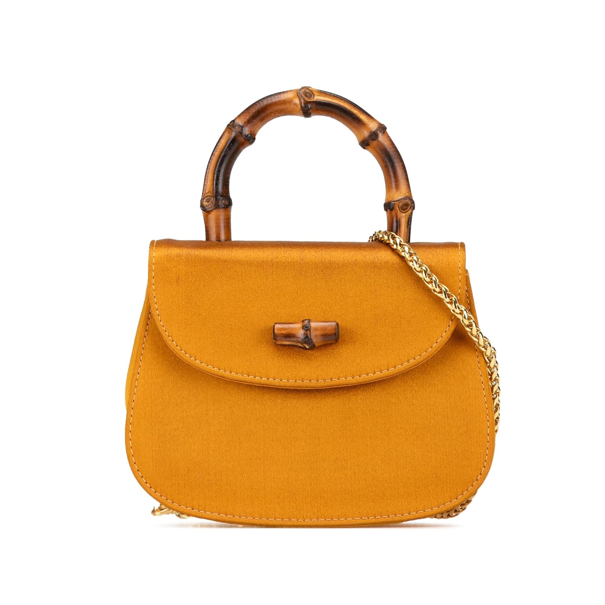 Gucci Bamboo Night Satin Gold Mini Satchel Bag