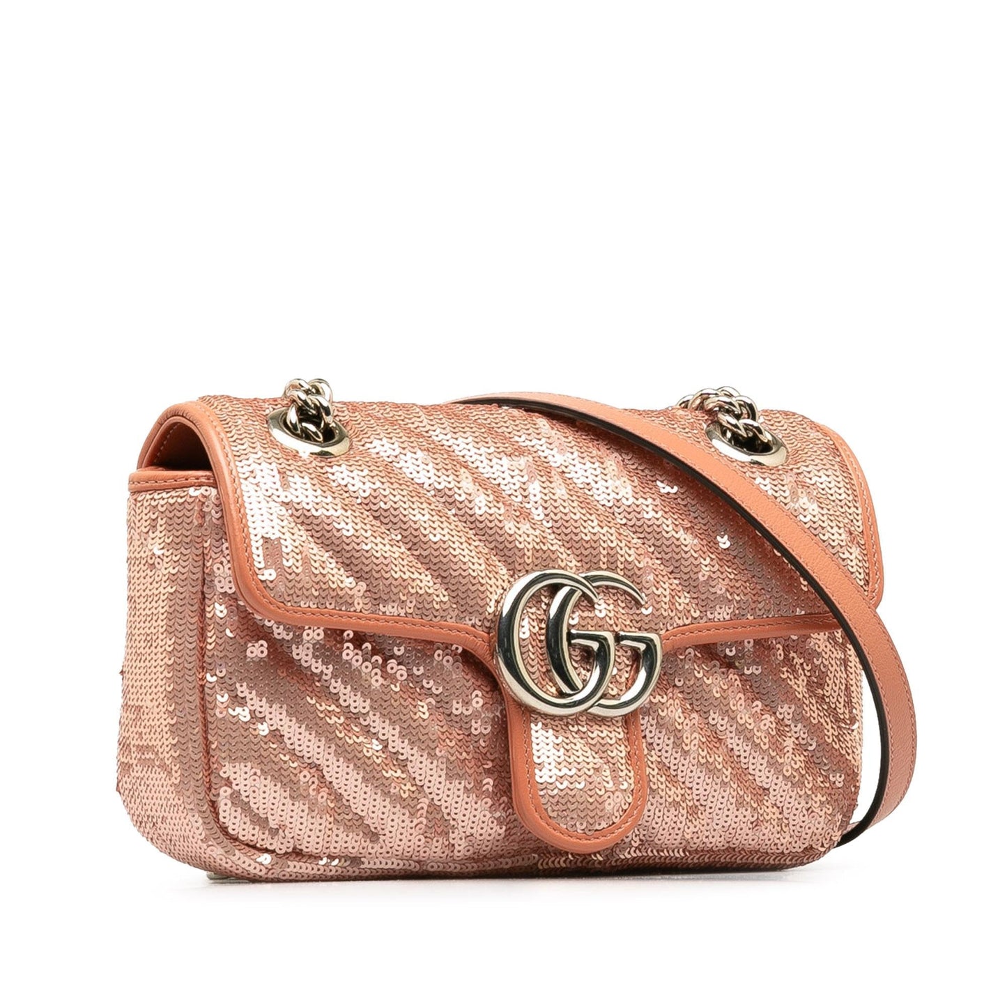 Gucci Sequin GG Marmont Matelasse Calf Pink Mini Crossbody Bag
