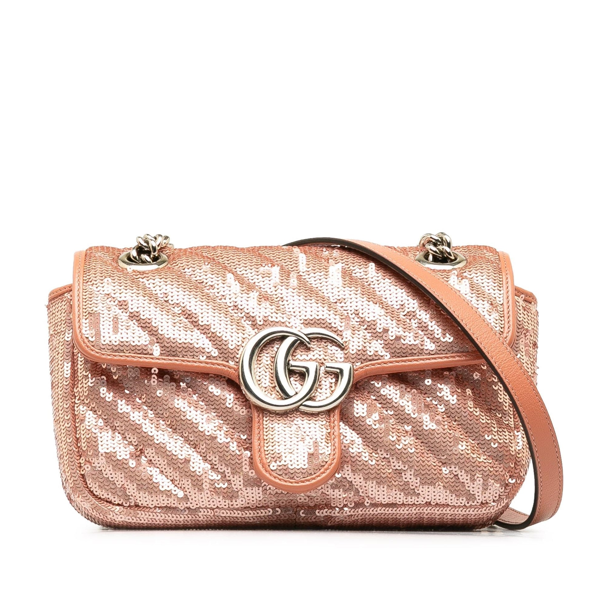 Gucci Sequin GG Marmont Matelasse Calf Pink Mini Crossbody Bag Bag 1