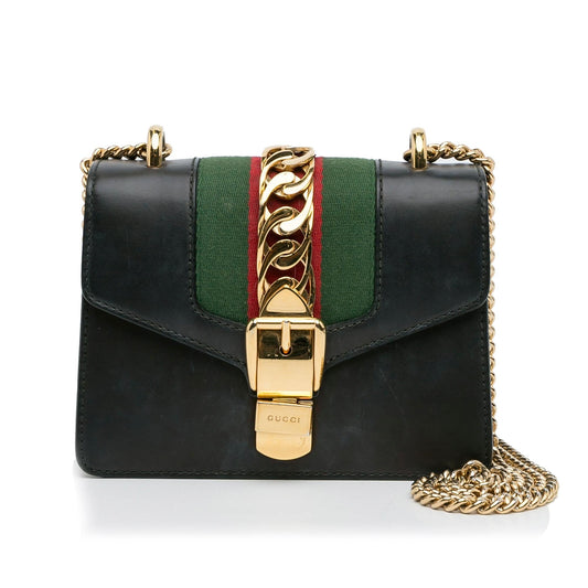 Gucci Sylvie Chain SHG-Rb9ccQ Leather Calf Black Mini Crossbody Bag