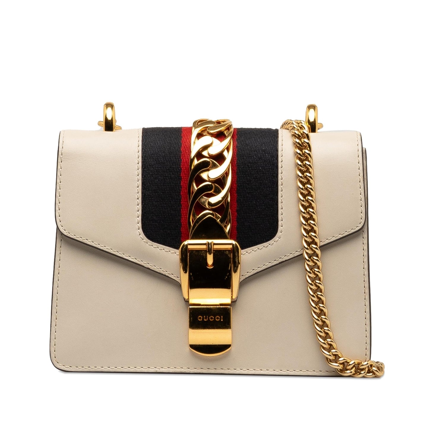 Gucci Sylvie Chain SHG-1OZLSf Leather Calf White Mini Crossbody Bag