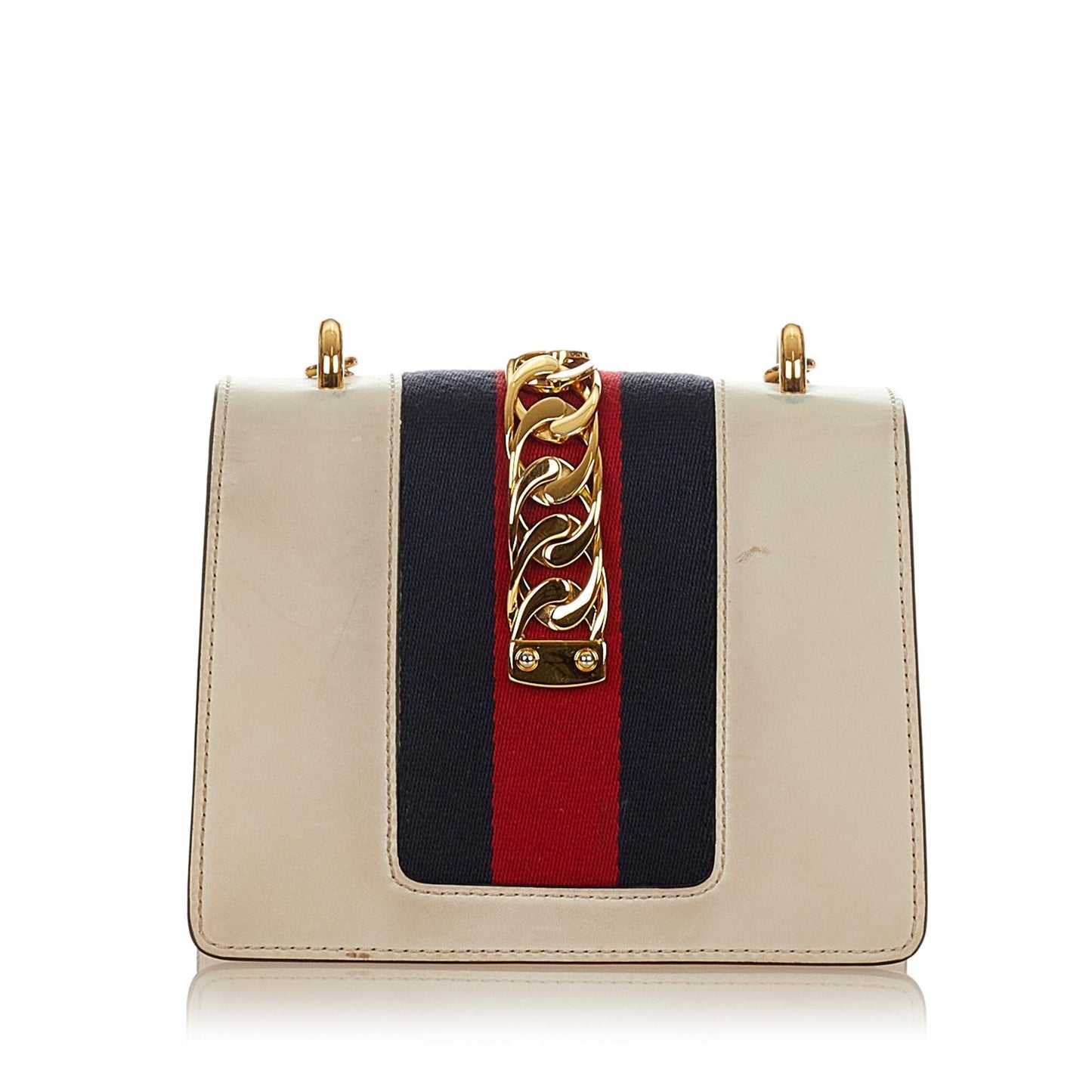 Gucci Sylvie Chain SHG Leather Calf White Mini Shoulder Bag