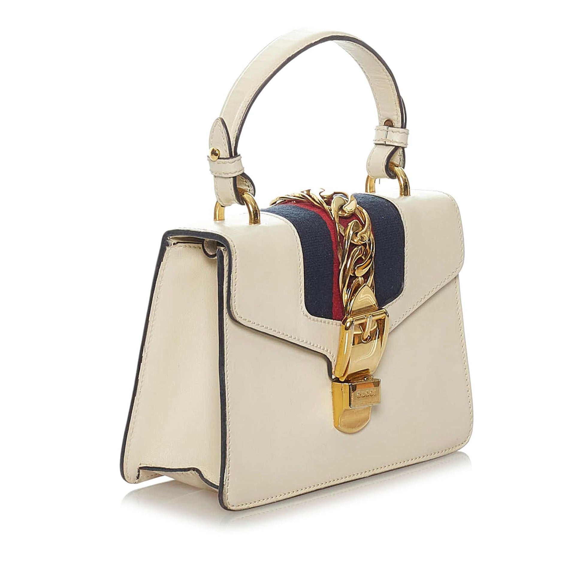 Gucci Sylvie SHG Leather Calf White Mini Satchel Bag