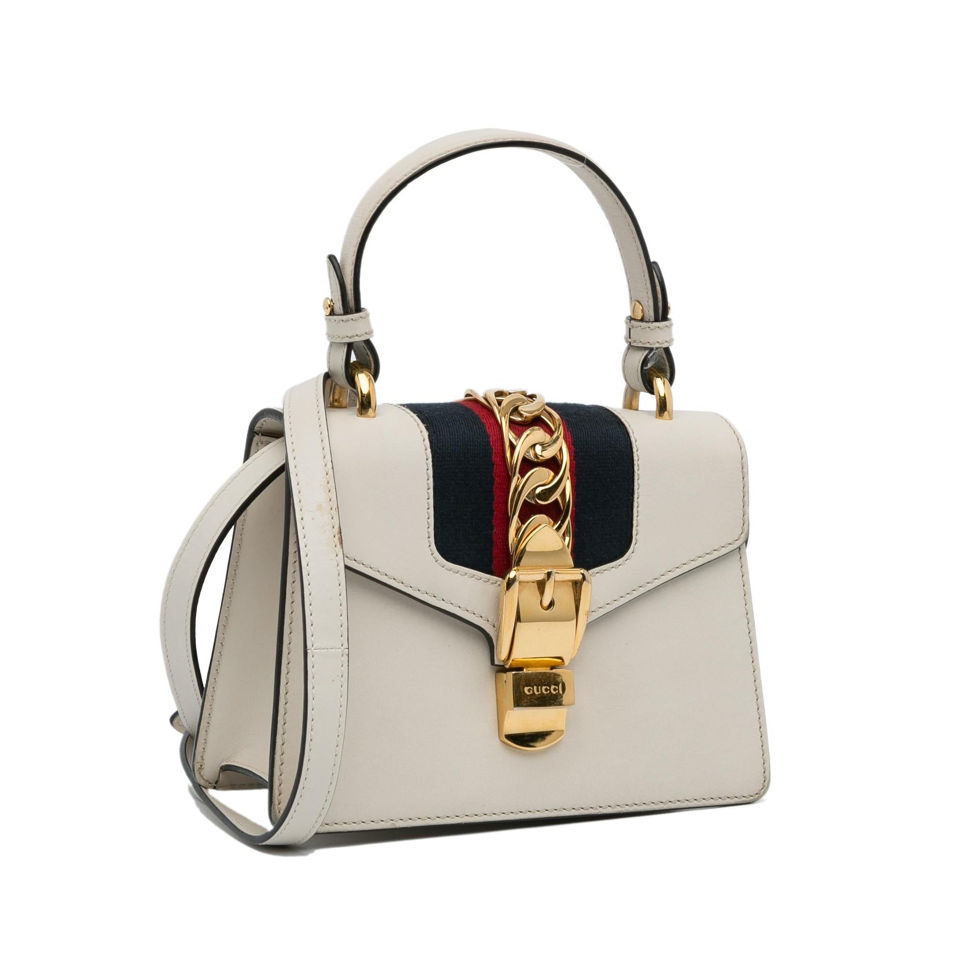 Gucci Sylvie SHG-fpc7UW Calf White Mini Satchel Bag