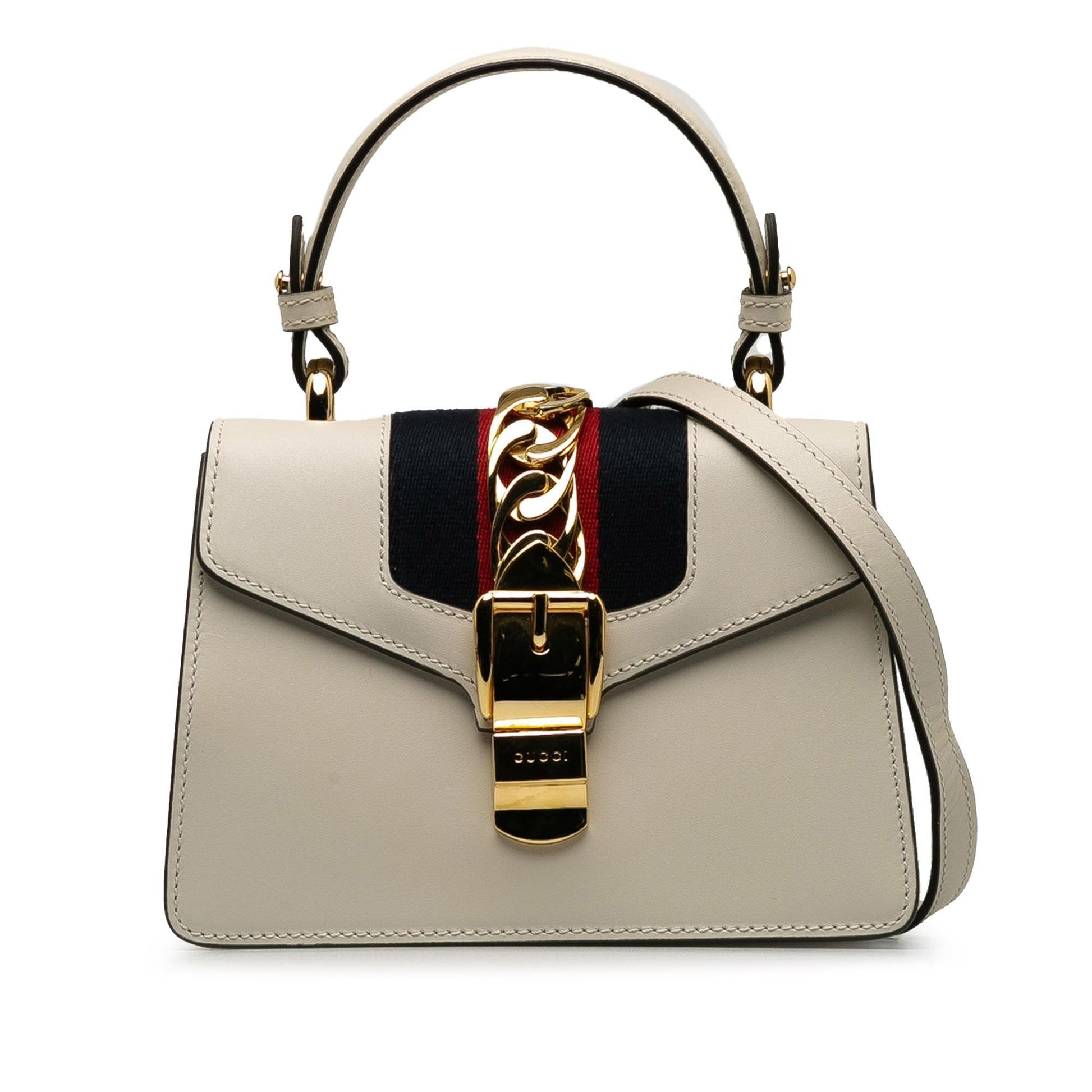 Gucci Sylvie SHG-OYDvet Calf White Mini Satchel Bag