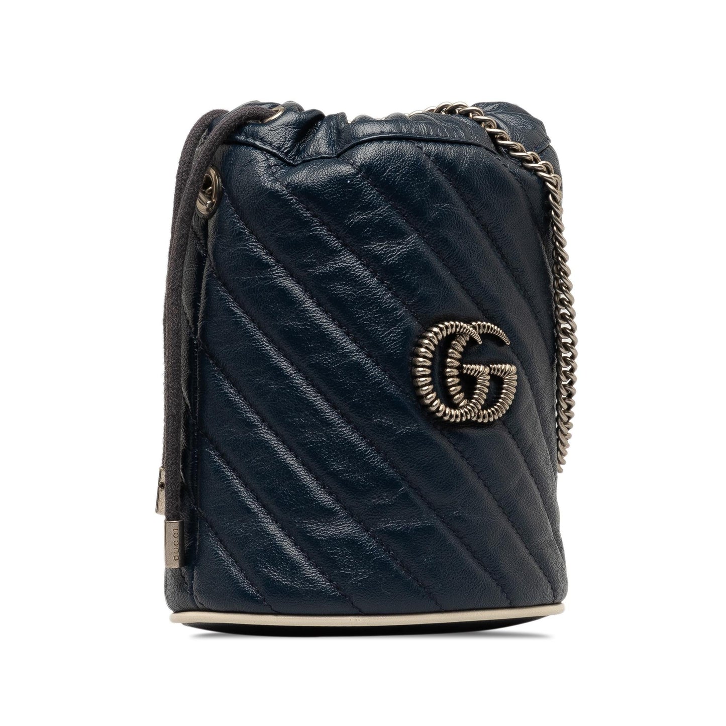 Gucci Torchon GG Marmont SHG-loXfjO Calf Blue Mini Bucket Shoulder Bag
