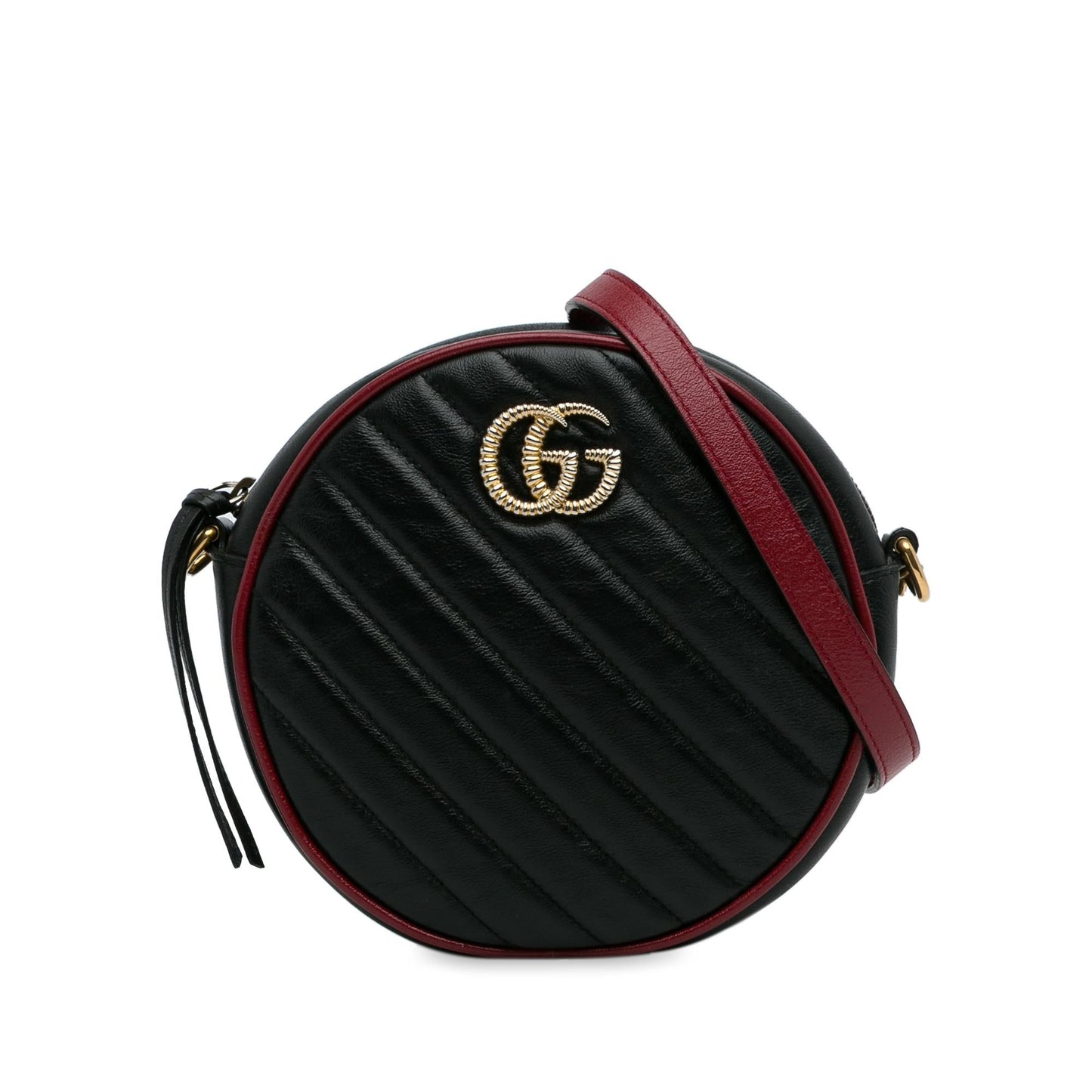 Gucci Torchon GG Marmont Round SHG-qSKdwn Calf Black Mini Crossbody Bag