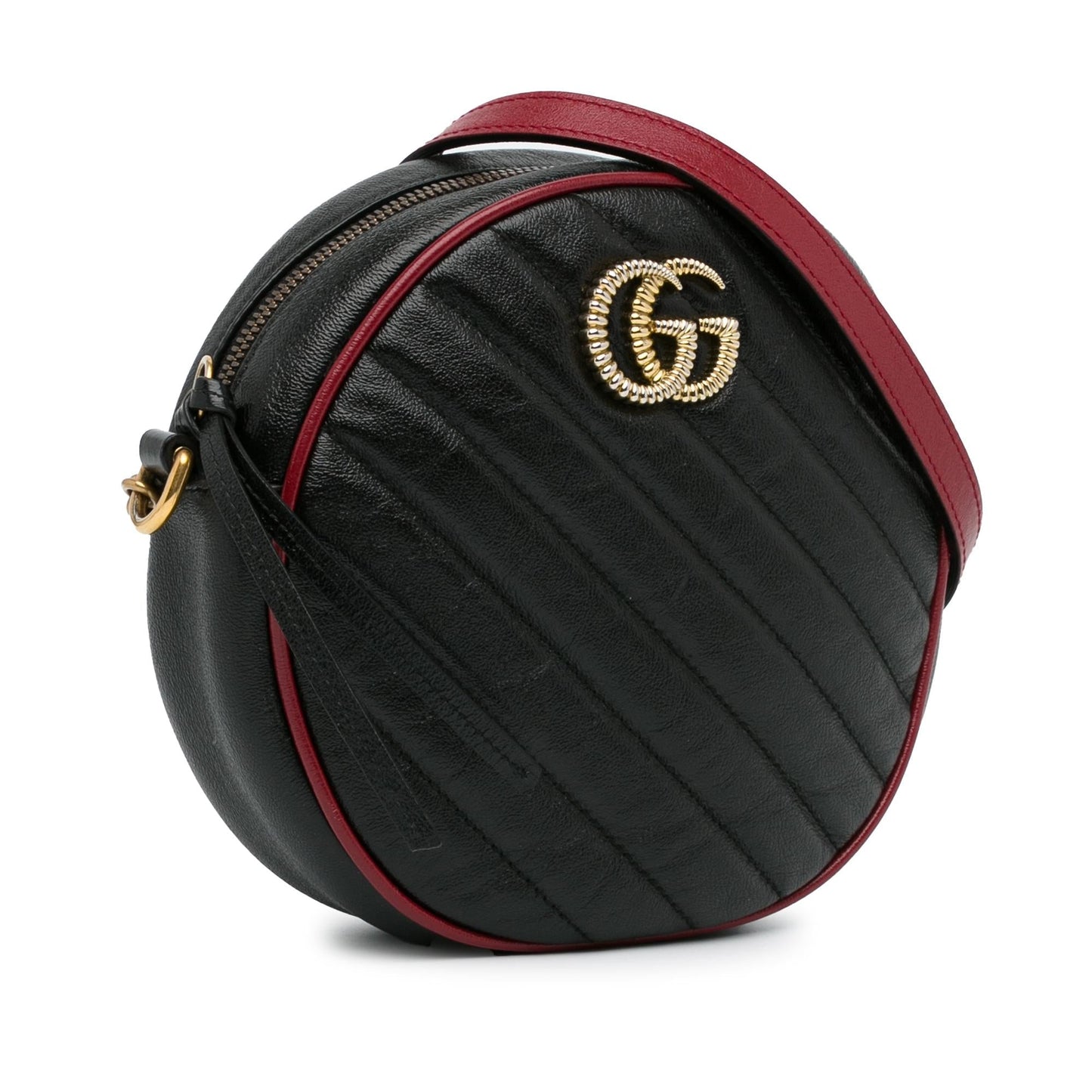 Gucci Torchon GG Marmont Round SHG-cxRkwZ Calf Black Mini Crossbody Bag