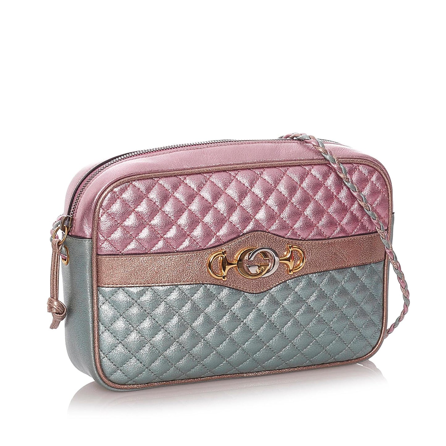 Gucci Trapuntata SHG Leather Calf Pink Green Crossbody Bag