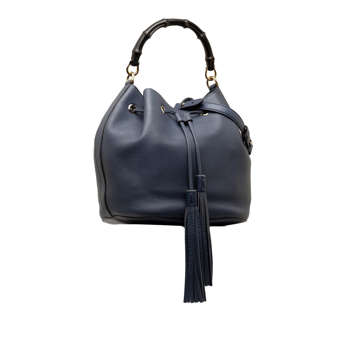 Gucci Miss Bamboo SHG-wpdVi1 Leather Calf Blue Bucket Shoulder Bag