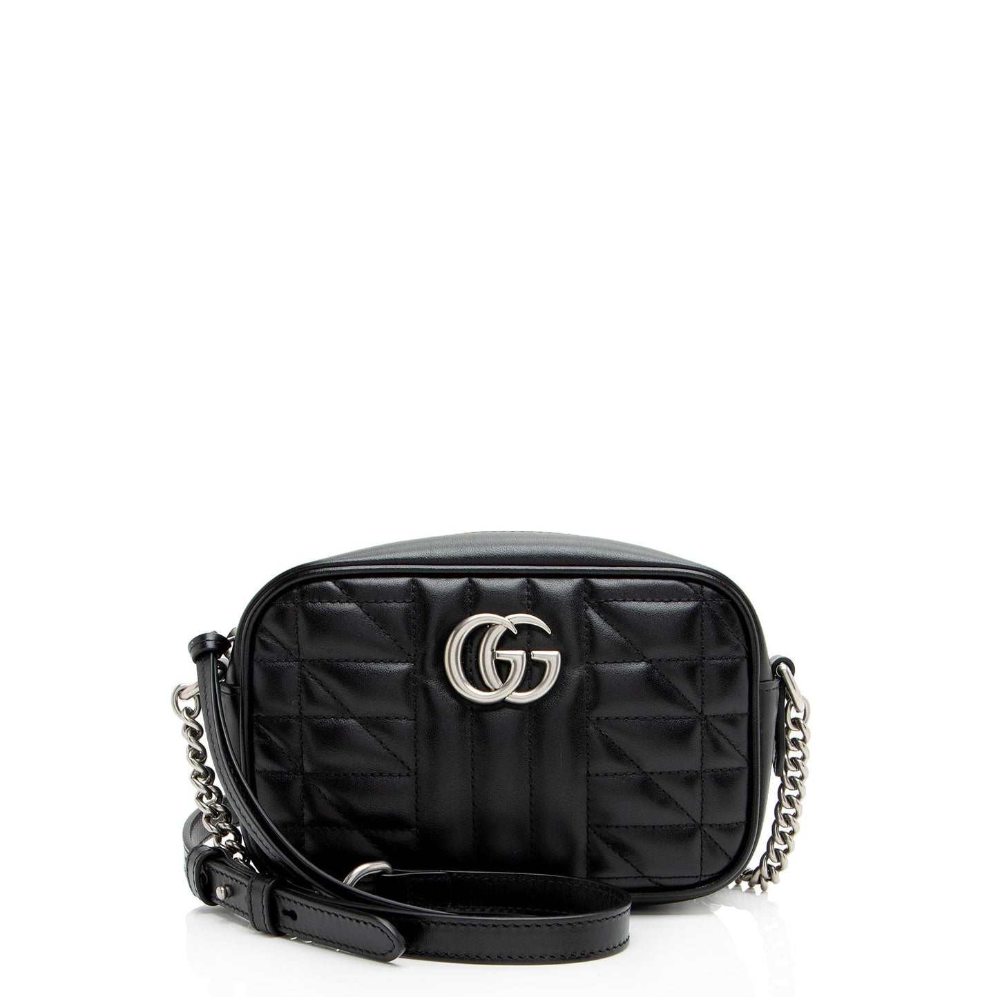 Gucci Mixed GG Marmont Aria Camera Matelasse Leather Black Mini Crossbody Bag