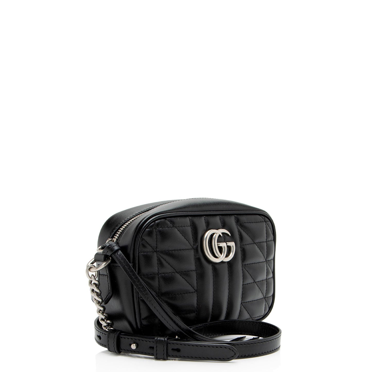 Gucci Mixed GG Marmont Aria Camera Matelasse Leather Black Mini Crossbody Bag