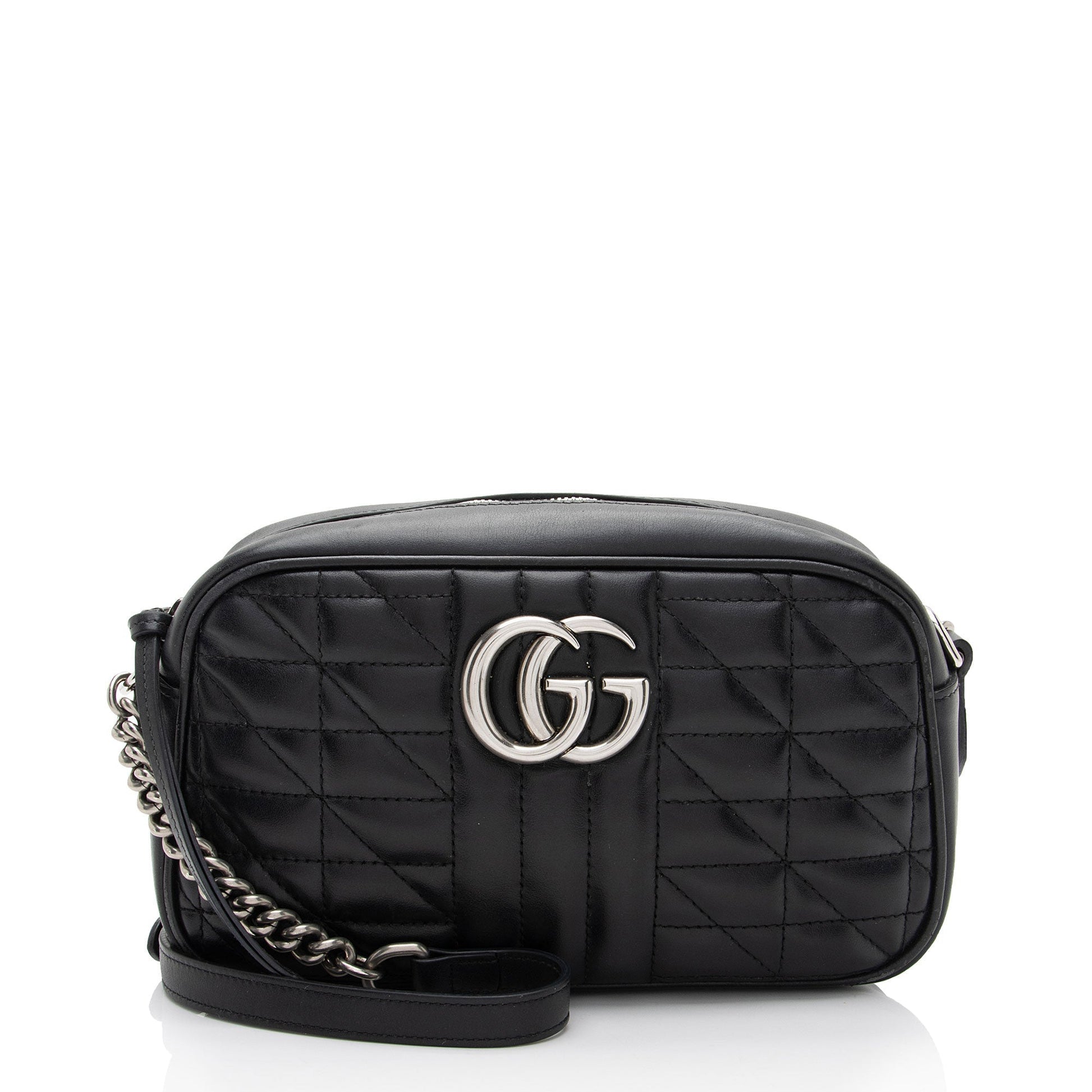 Gucci Mixed GG Marmont Aria Matelasse Leather Black Small Crossbody Bag