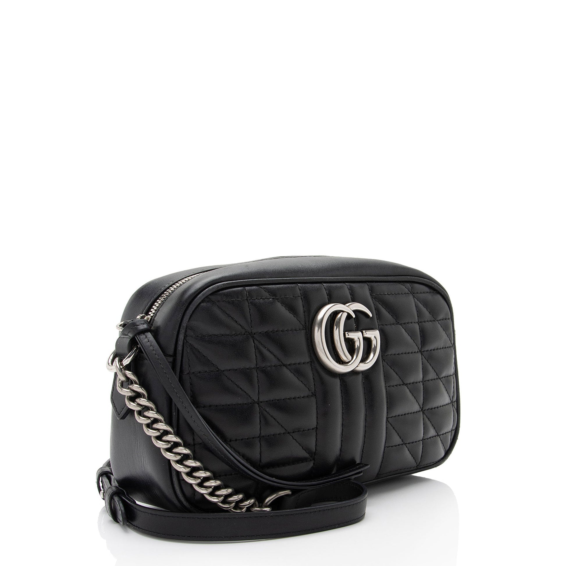 Gucci Mixed GG Marmont Aria Matelasse Leather Black Small Crossbody Bag