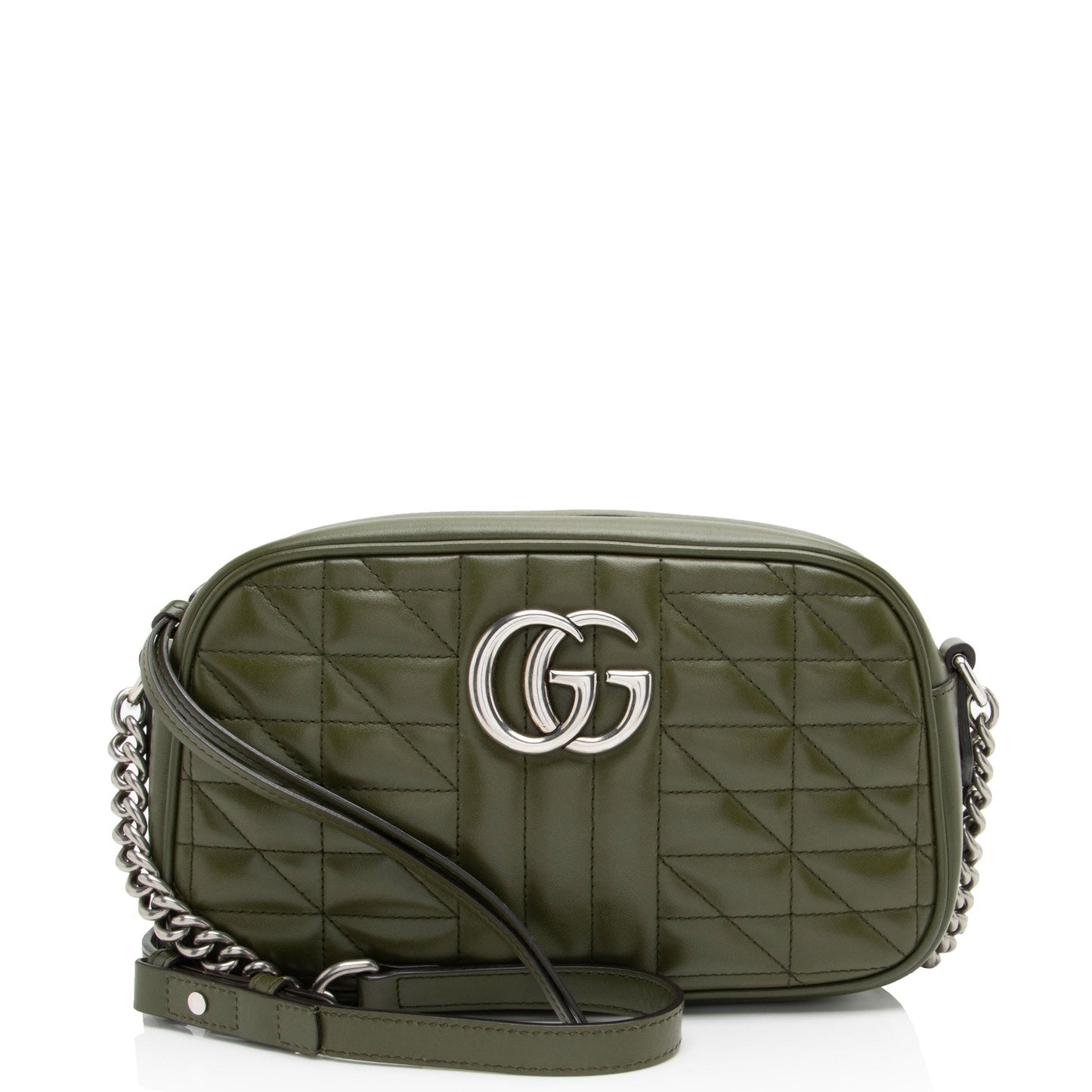 Gucci Mixed GG Marmont Aria Matelasse Leather Green Small Crossbody Bag