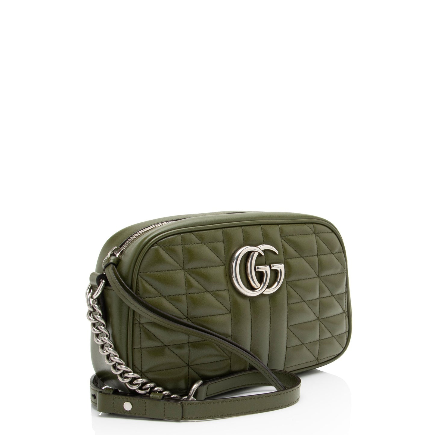 Gucci Mixed GG Marmont Aria Matelasse Leather Green Small Crossbody Bag