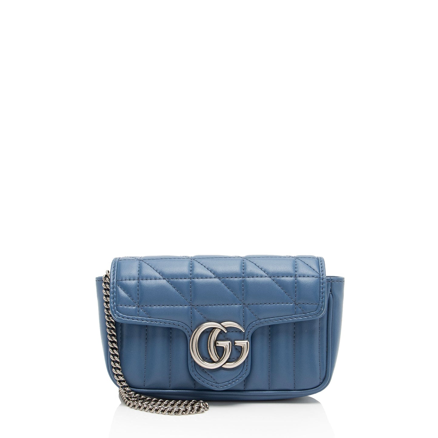 Gucci Mixed GG Marmont Aria Flap Matelasse Leather Blue Mini Crossbody Bag Flap Bag