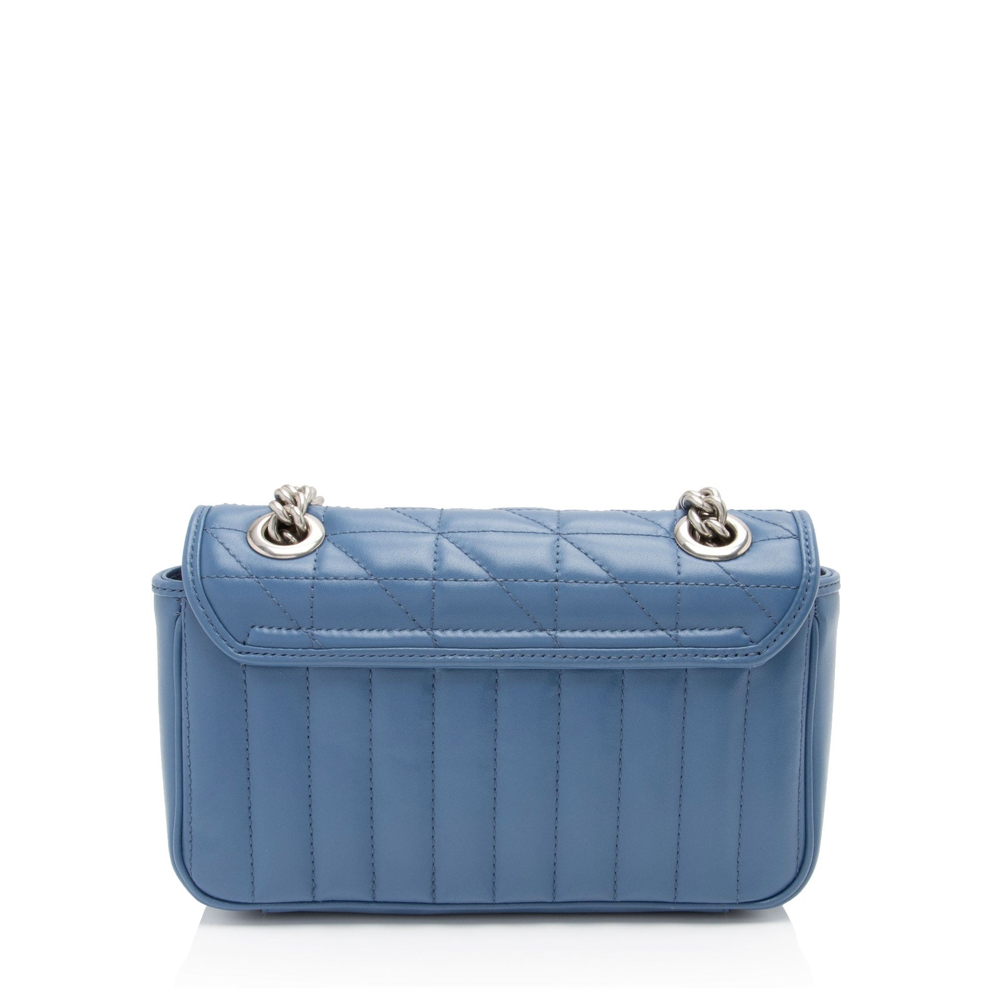 Gucci Mixed GG Marmont Aria Flap Matelasse Leather Blue Mini Crossbody Bag
