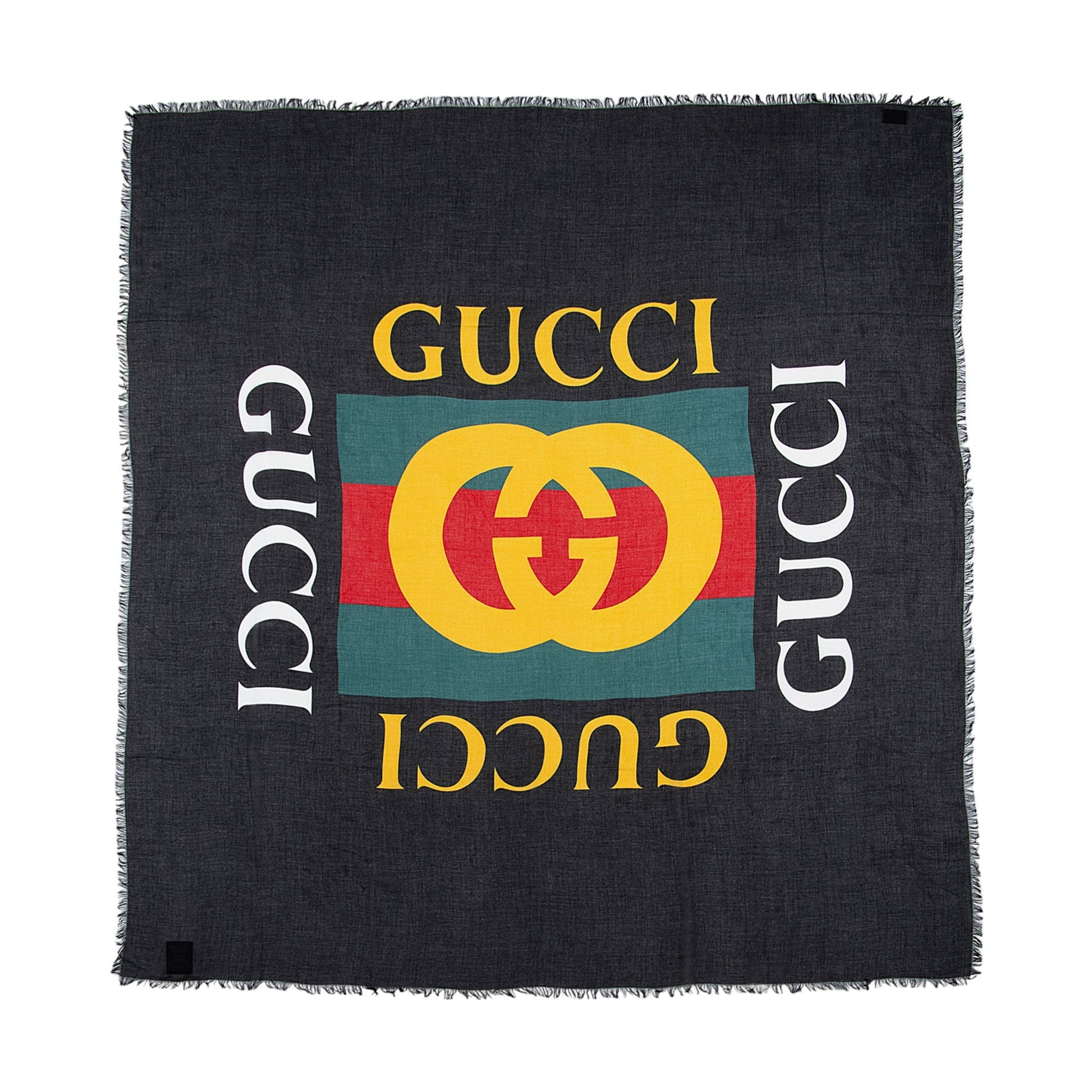 Gucci Modal Silk Interlocking G Web Black Logo Handbag