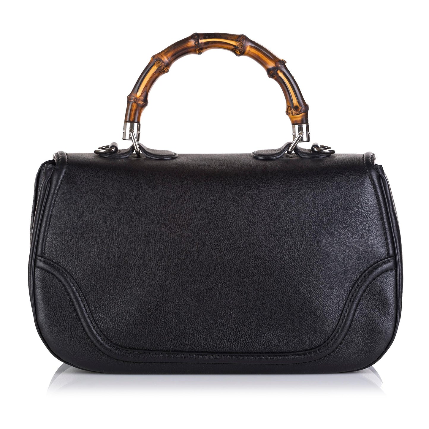 Gucci New Bamboo SHG-igSU8H Calf Black Top Handle Satchel Bag