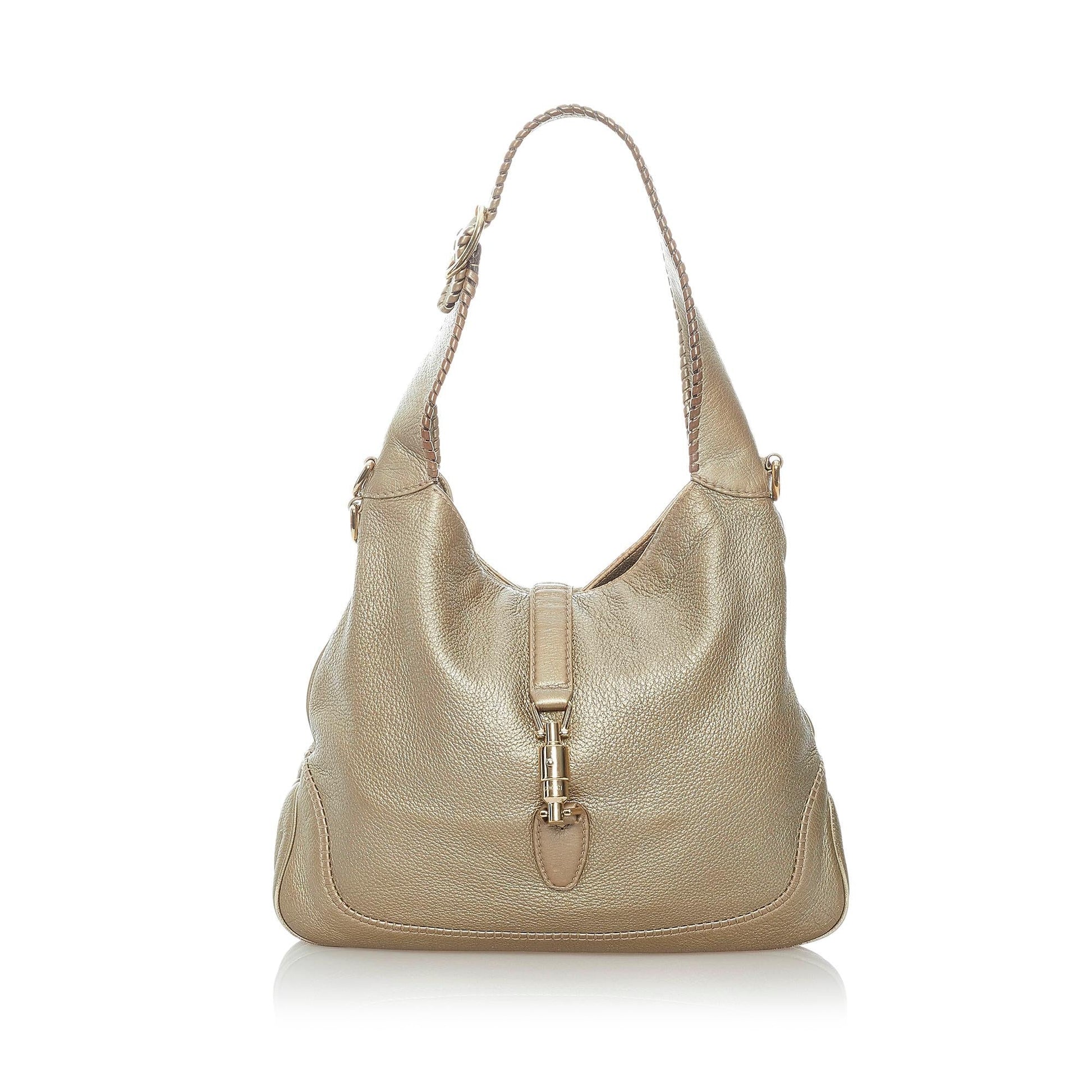 Gucci New Jackie SHG Leather Calf Silver Satchel Bag