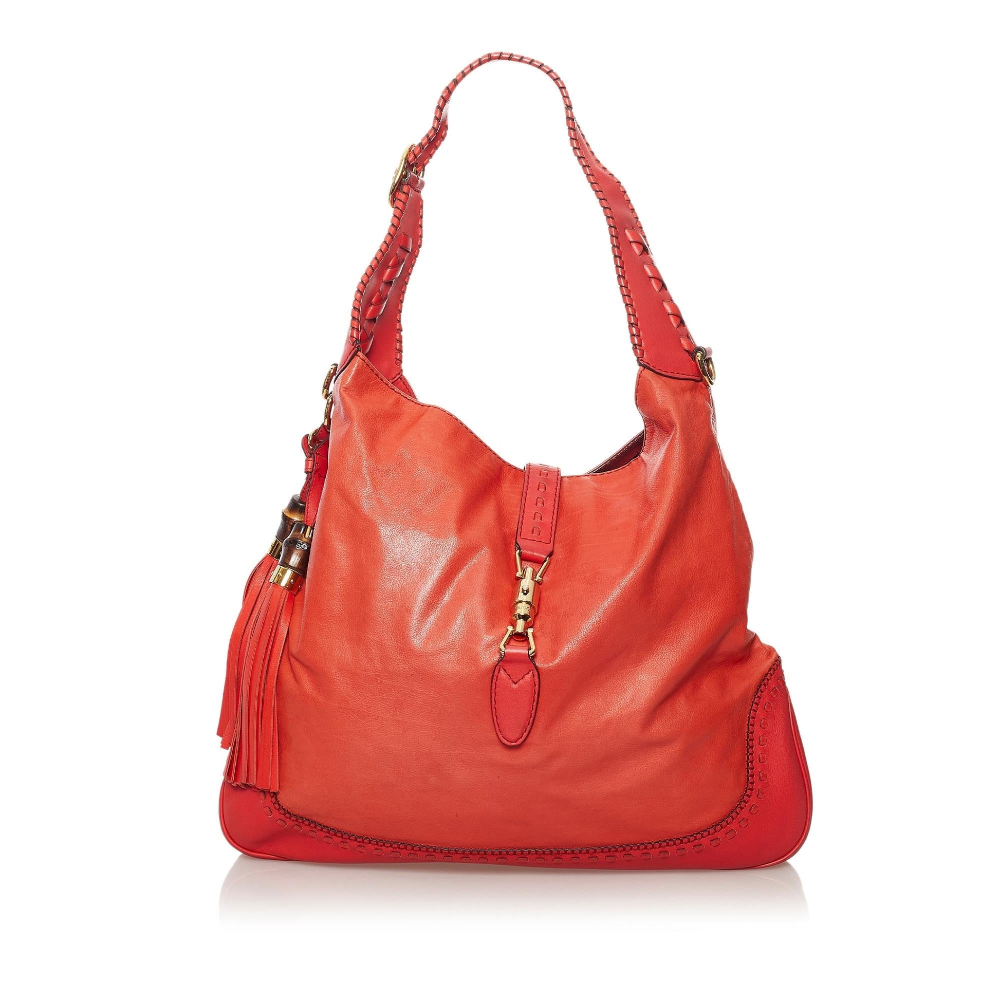 Gucci New Jackie SHG Leather Calf Red Shoulder Bag