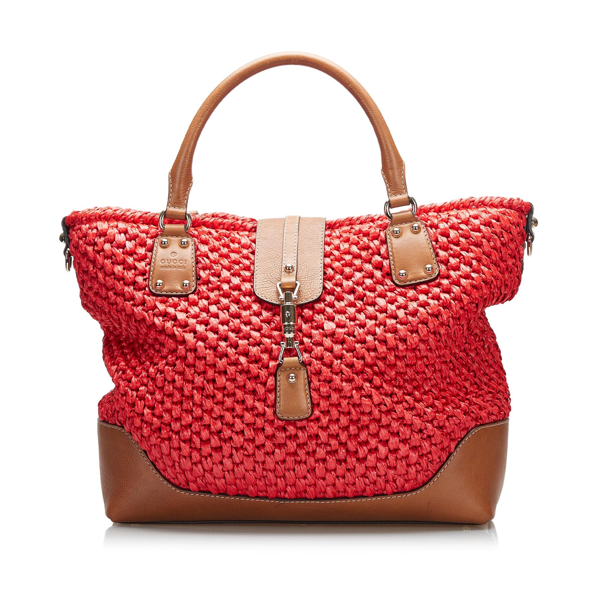 Gucci New Jackie Wicker SHG-G2qUHn Red Tote Bag