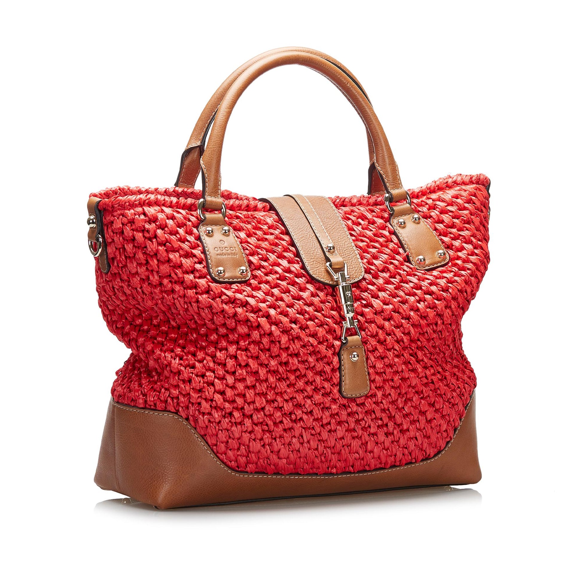 Gucci New Jackie Wicker SHG-G2qUHn Red Tote Bag