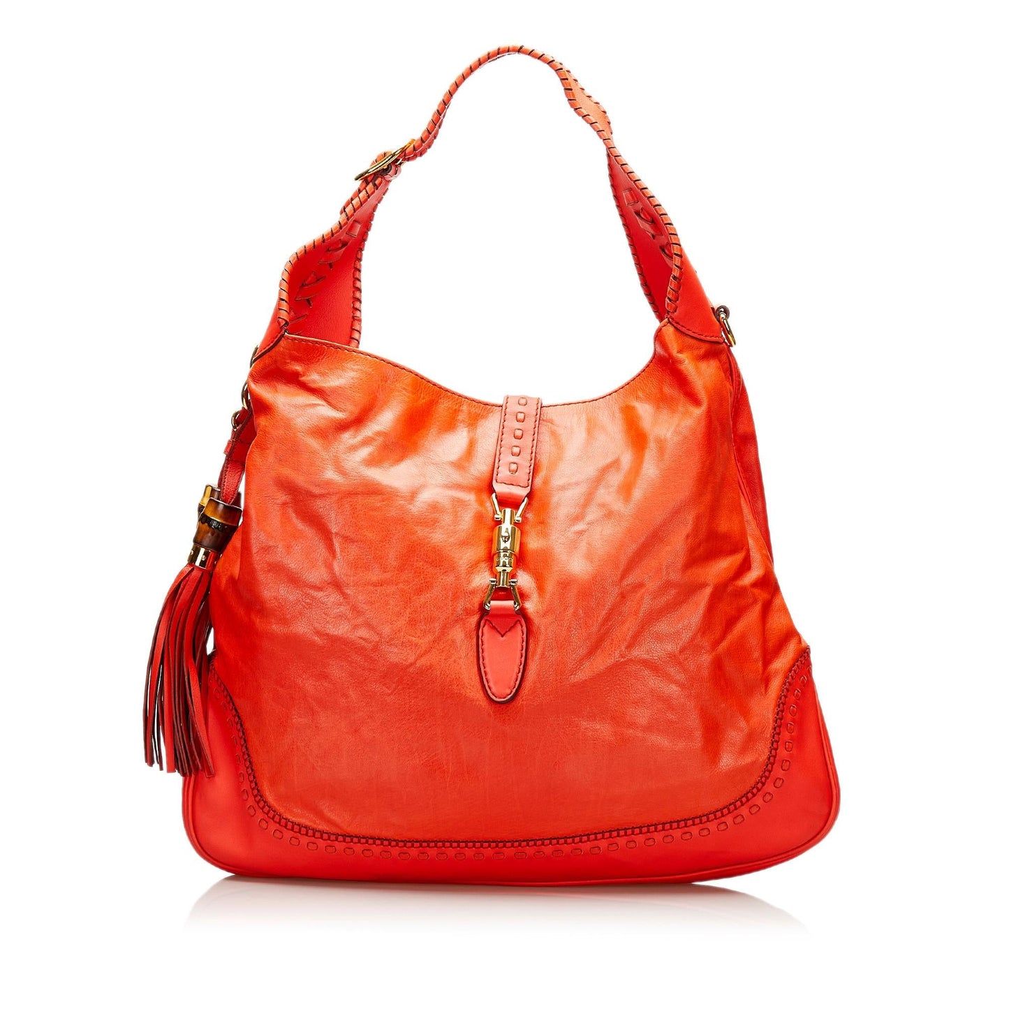 Gucci New Jackie SHG Calf Red Satchel Bag