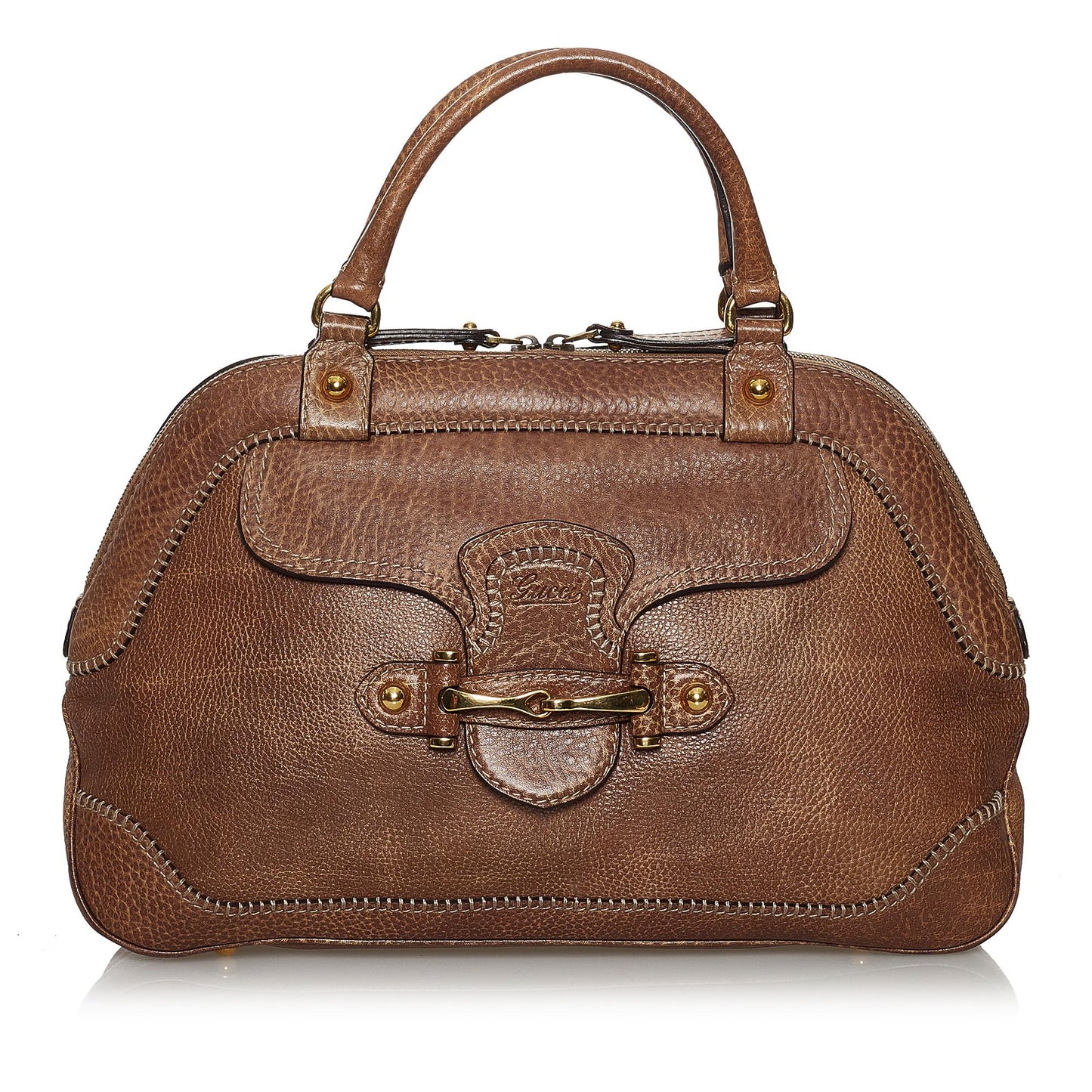 Gucci New Pelham SHG Leather Calf Brown Satchel Bag Handbag Shg