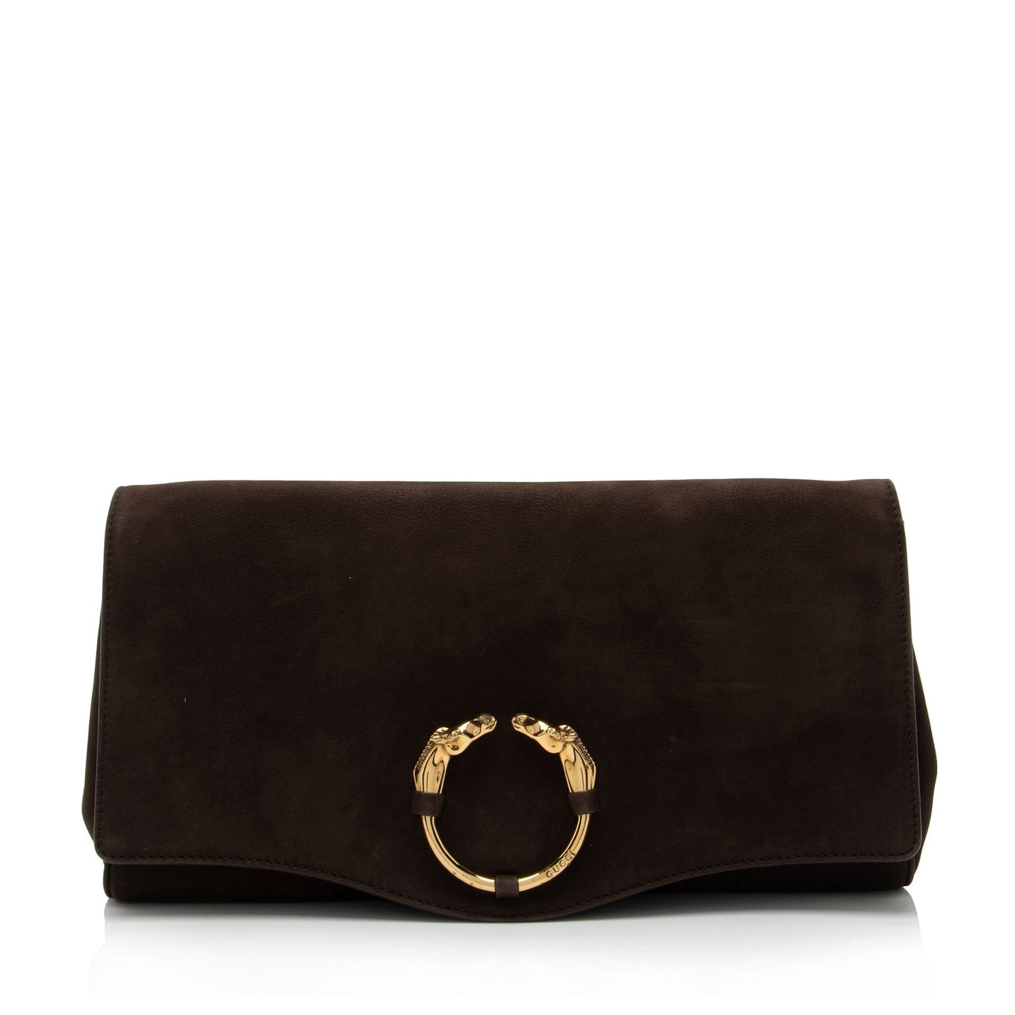 Gucci Nubuck Ribot SHF-ge9pTT Leather Brown Clutch Bag