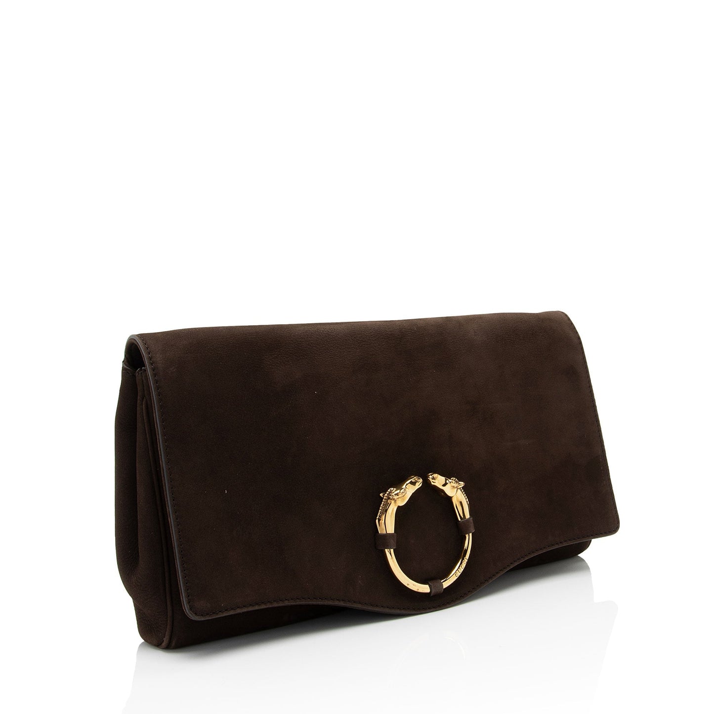 Gucci Nubuck Ribot SHF-ge9pTT Leather Brown Clutch Bag