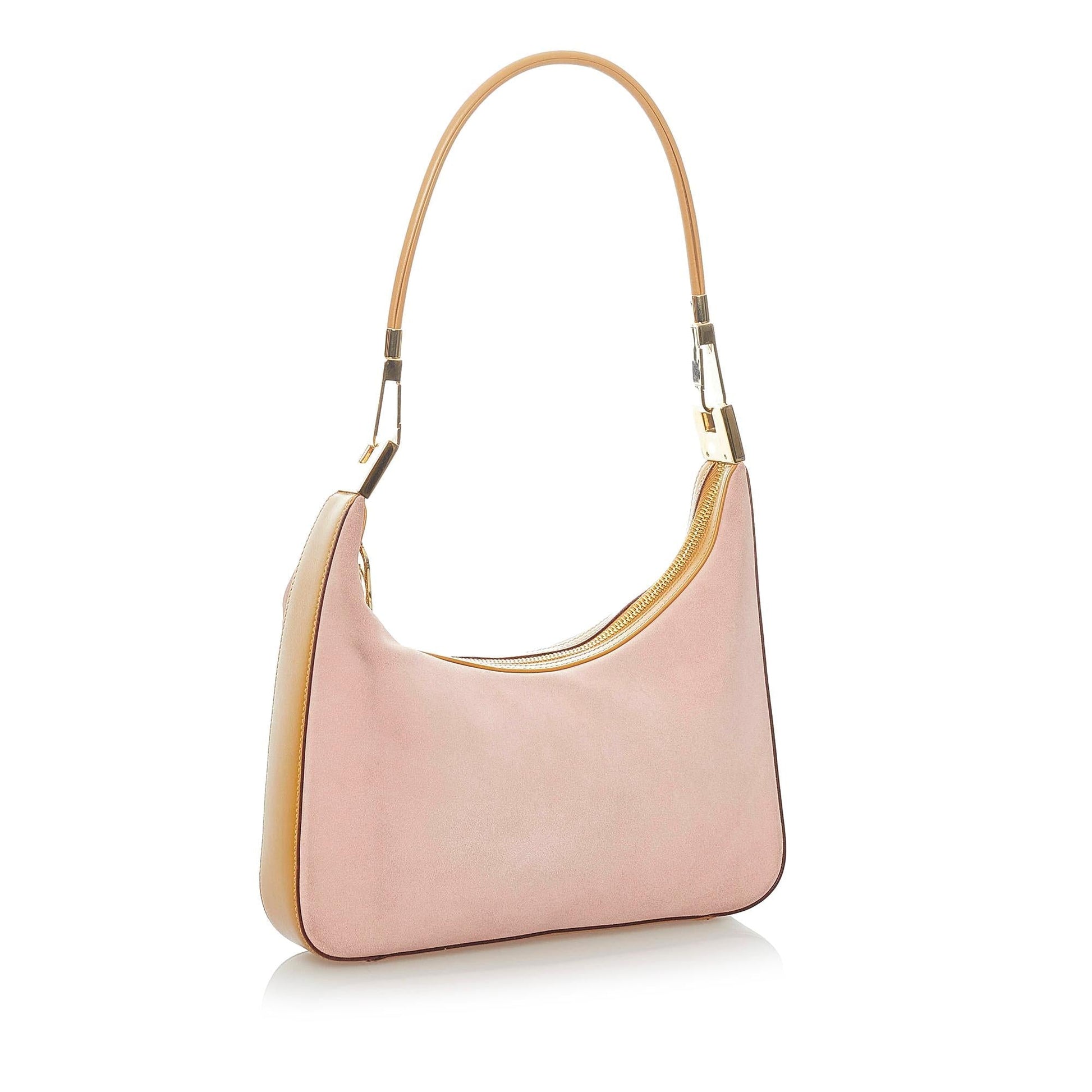 Gucci Nubuck SHG Leather Brown Pink Shoulder Bag