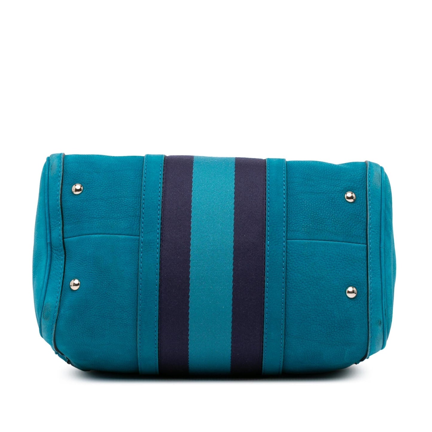 Gucci Nubuck Web Joy Leather Blue Satchel Bag