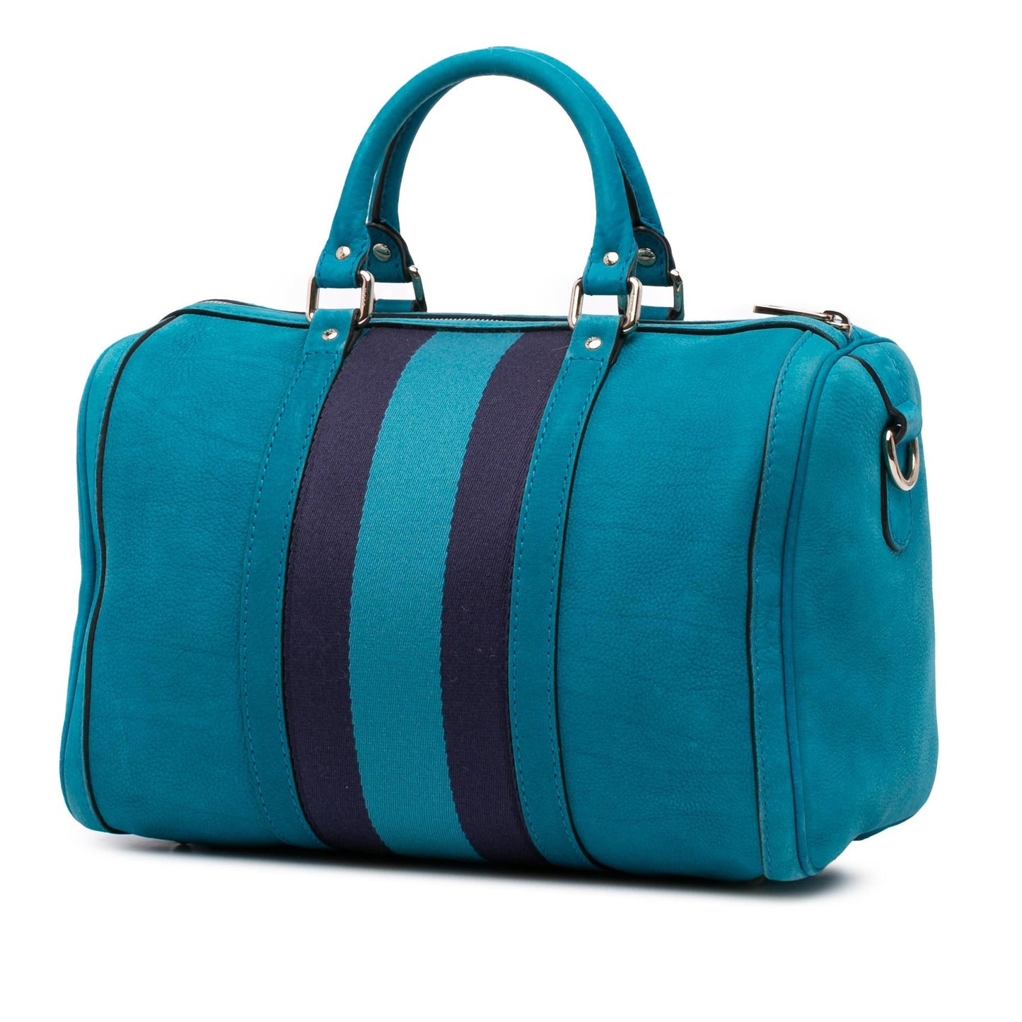 Gucci Nubuck Web Joy Leather Blue Satchel Bag